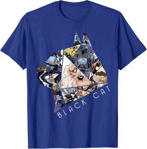 Marvel Black Cat Shattered Collage Action Poses Poster T-Shirt - T-Shirt | Royal