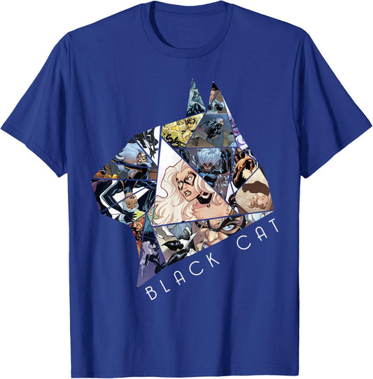 Marvel Black Cat Shattered Collage Action Poses Poster T-Shirt - T-Shirt | Royal