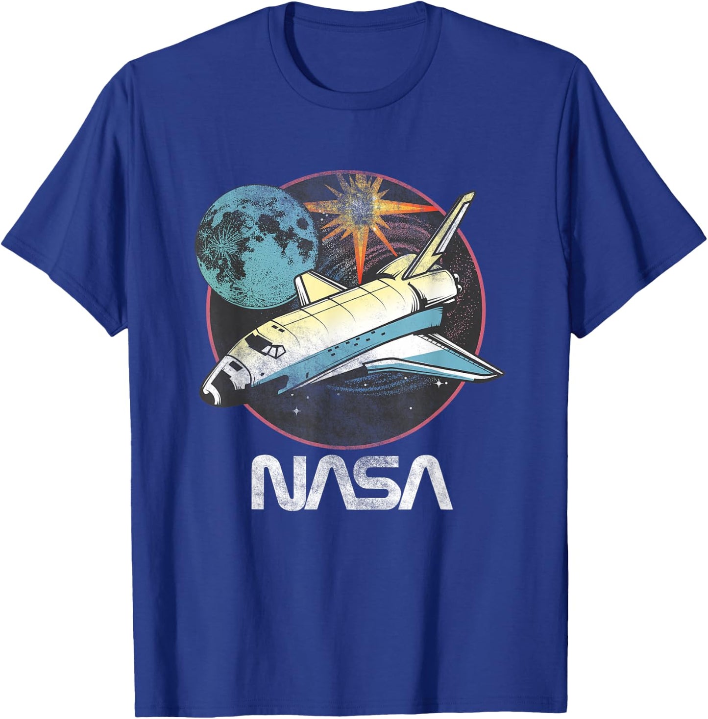 NASA Iconic Space Shuttle Blast Vintage Big Chest Poster T-Shirt - T-Shirt | Royal