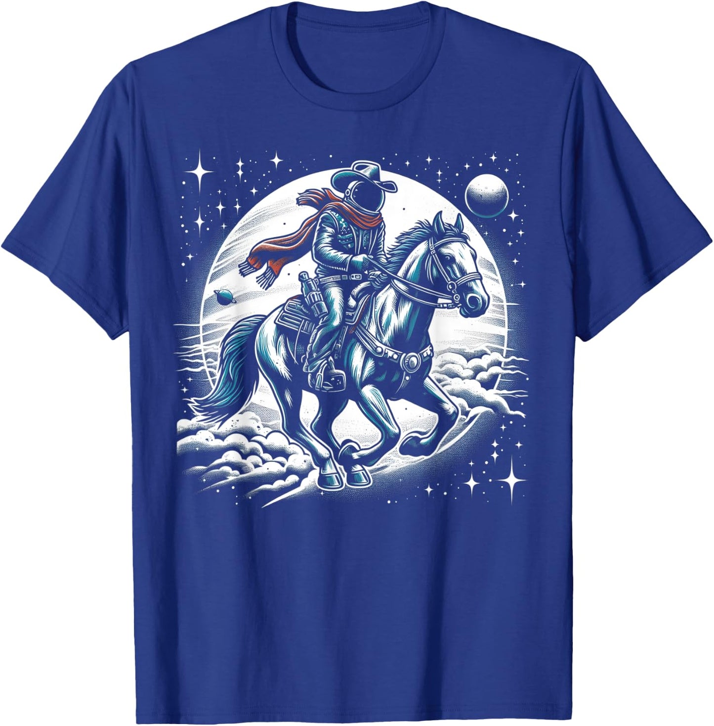 Astronaut Cowboy riding a horse on Space Halloween T-Shirt - T-Shirt | Royal