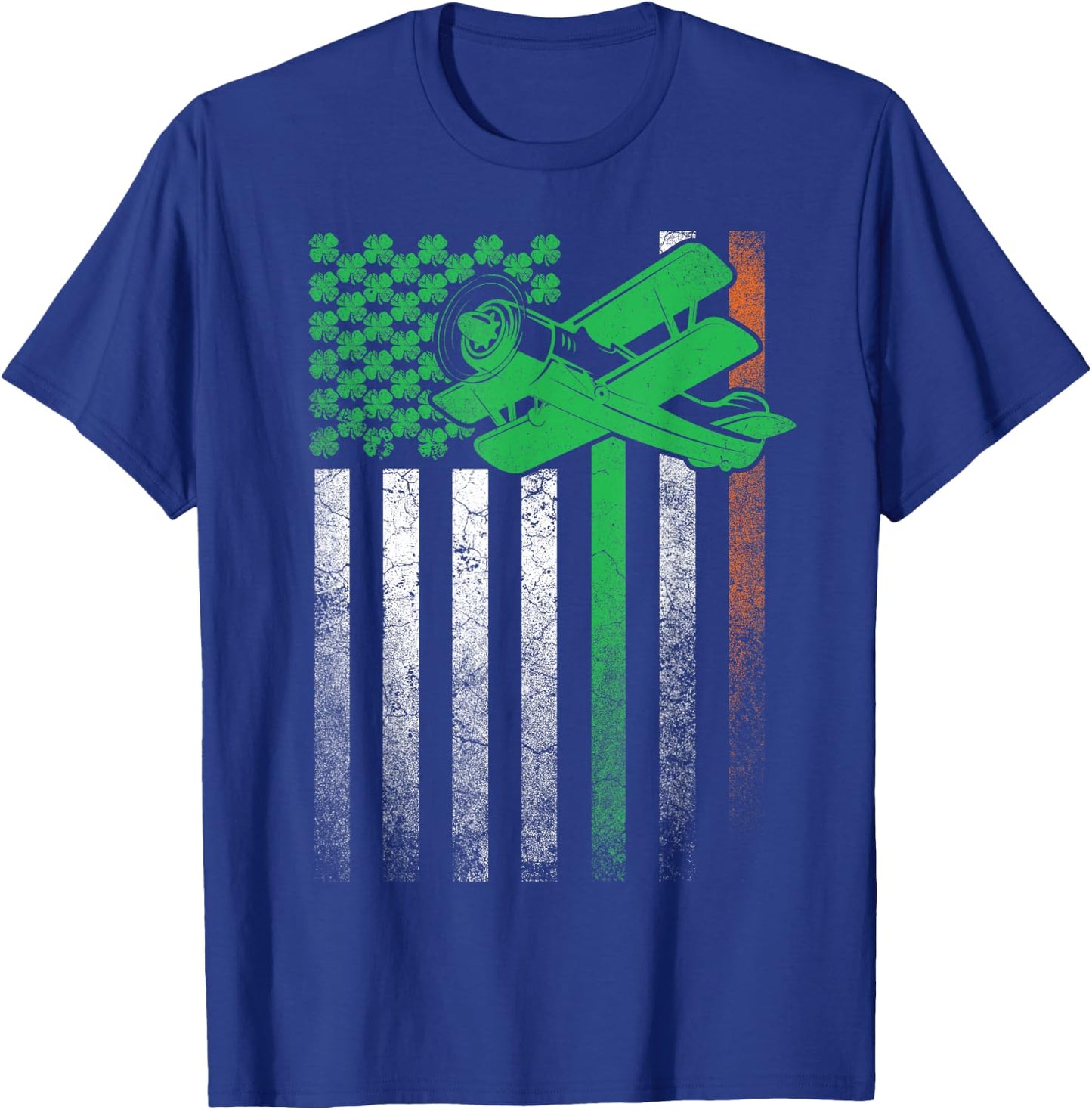Pilot Airplane Irish American Flag St. Patrick's Day Flying Women Kids Men T-Shirt - T-Shirt | Royal