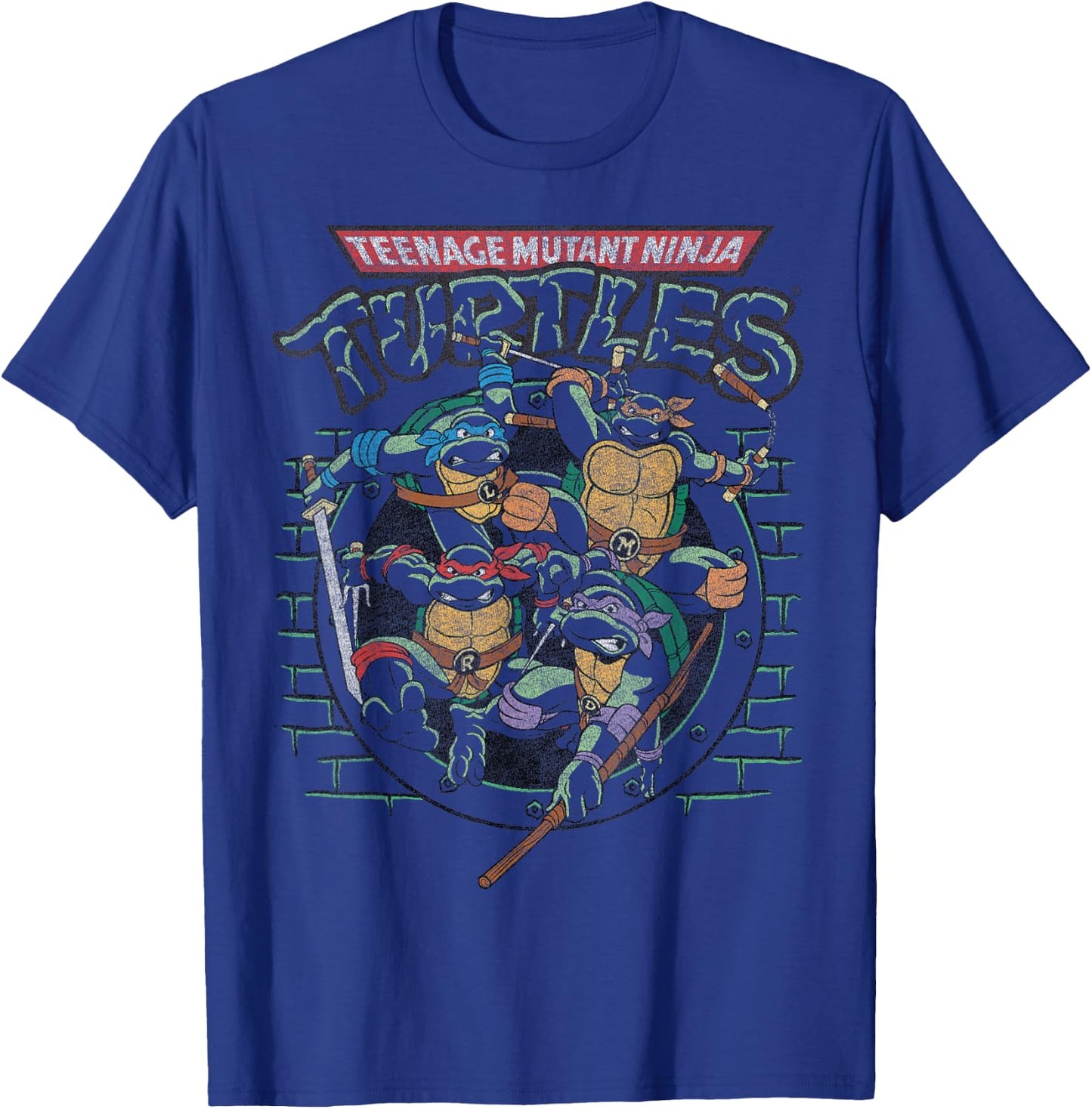 TMNT Ninja Turtles Action Shot All Characters T-Shirt - T-Shirt | Royal