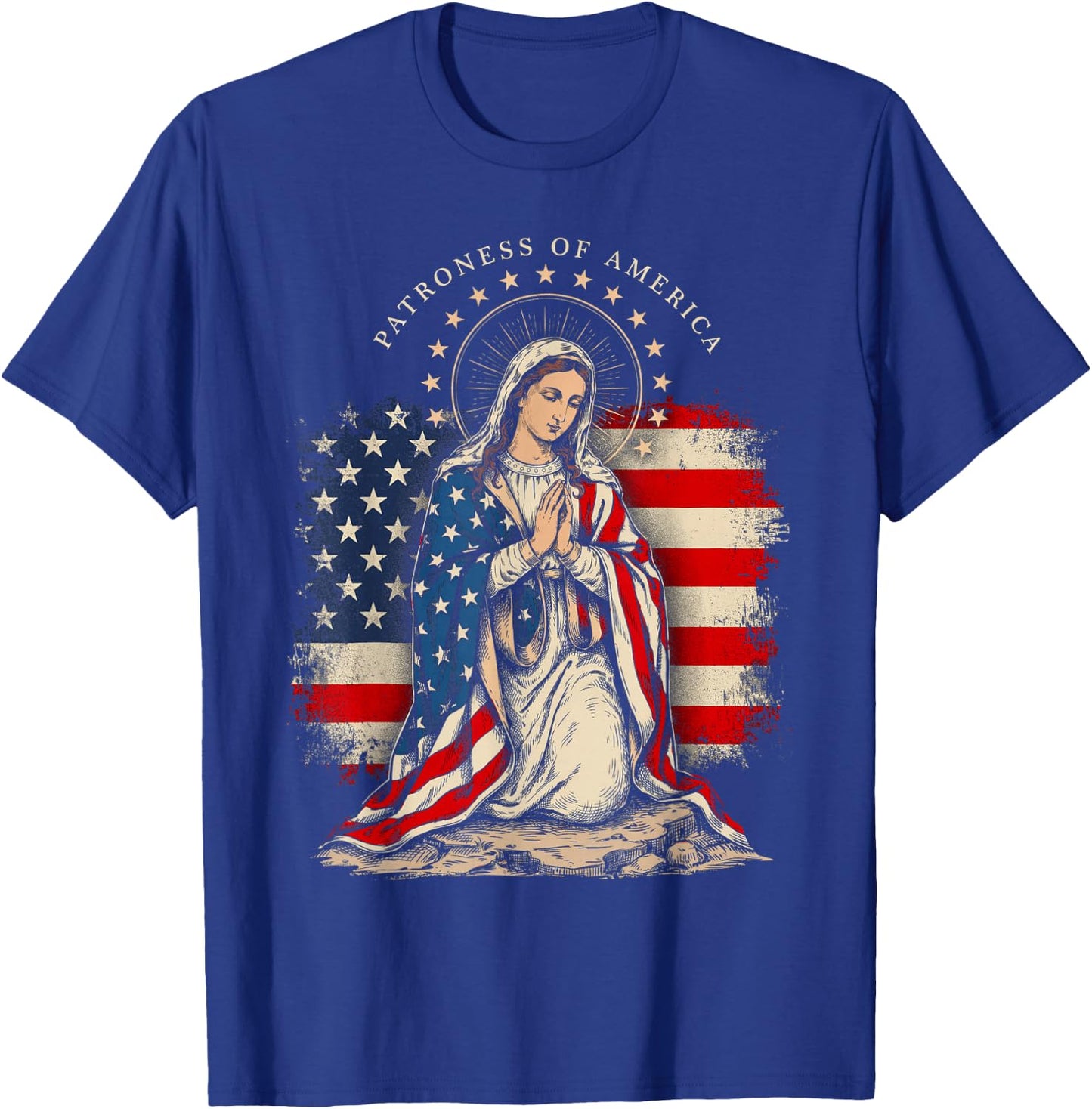 Patroness of The USA Blessed Virgin Mary Catholic Art T-Shirt - T-Shirt | Royal