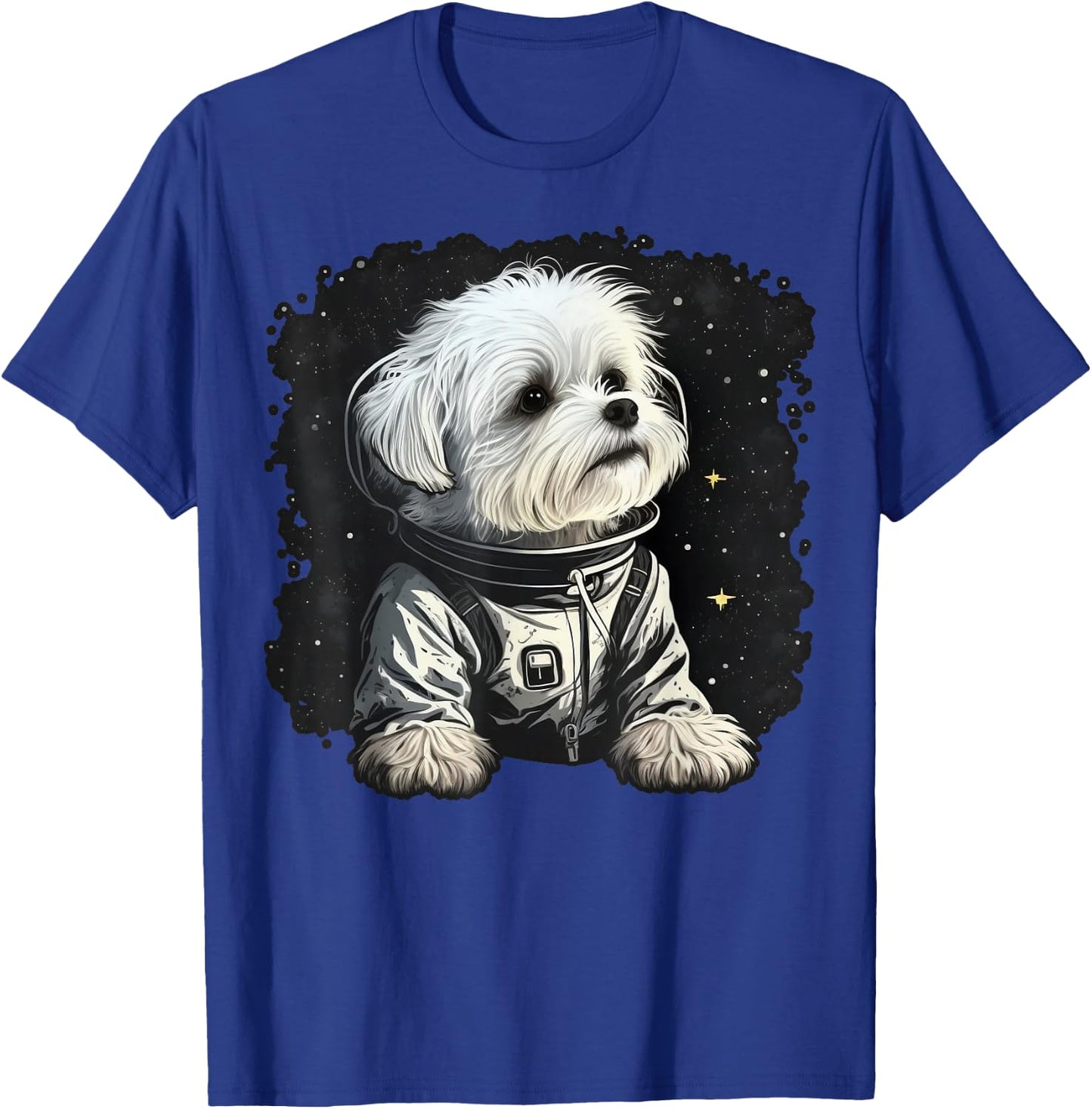 Outer Space Maltese dog on Galaxy Astronaut Maltese dog T-Shirt - T-Shirt | Royal