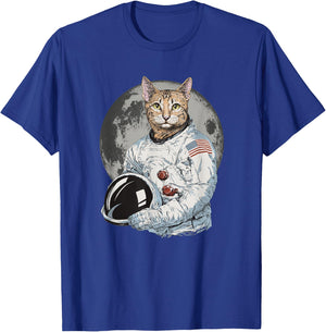 Galaxy Cat Co Cat In Astronaut Suit Funny Gift T-Shirt - T-Shirt | Royal
