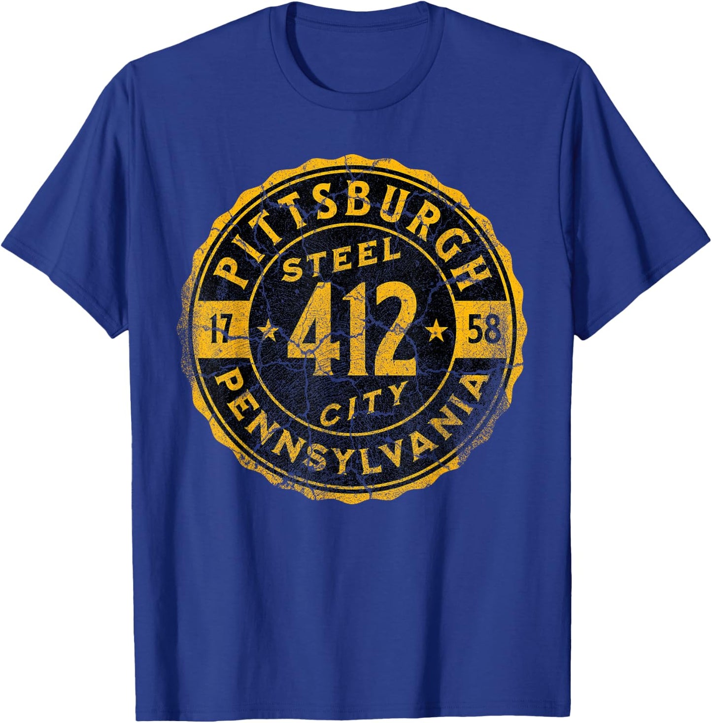 Pittsburgh Pennsylvania 412 Steel City Home Vintage T-Shirt - T-Shirt | Royal