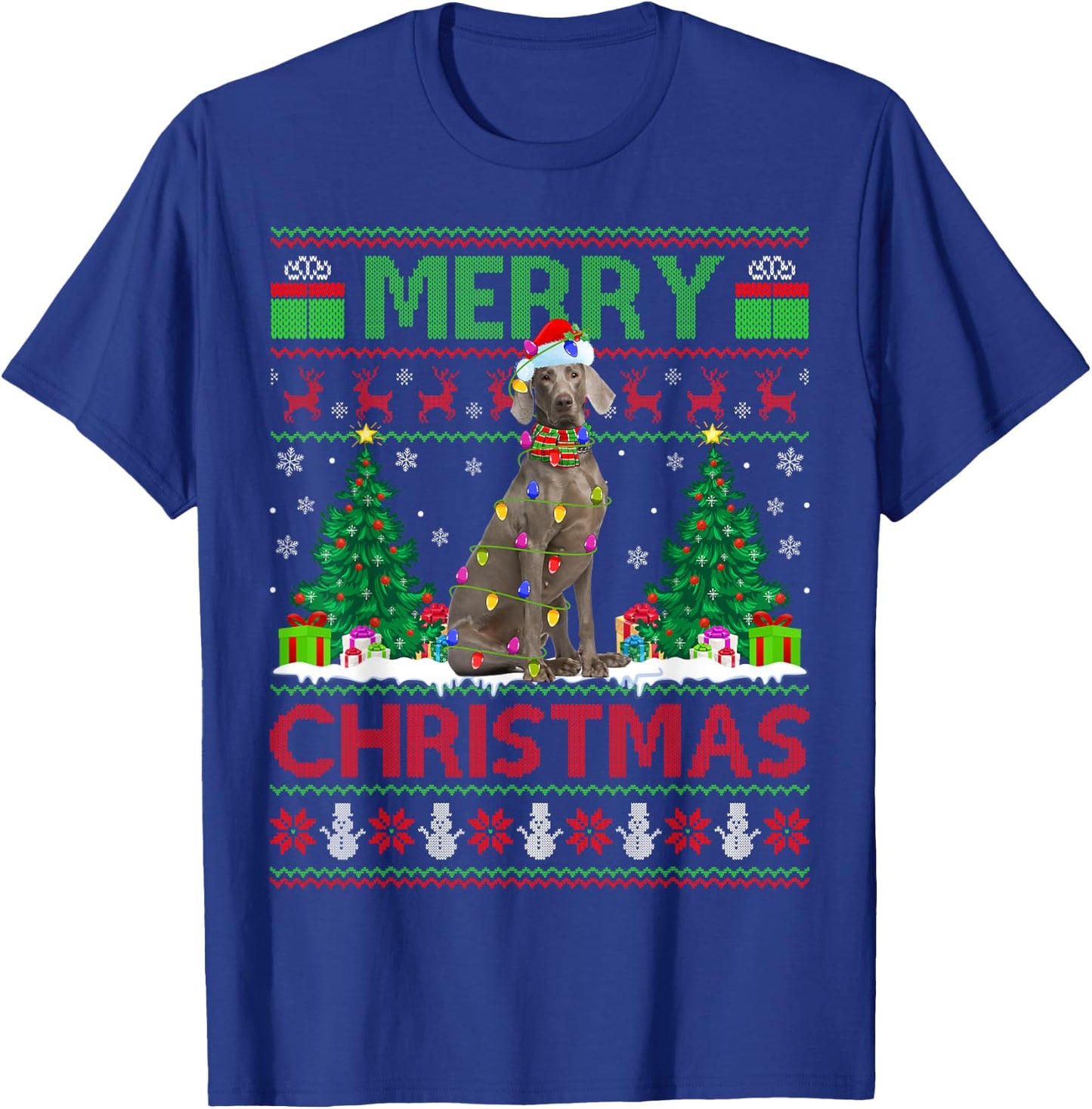 Weimaraner Dog Lover Xmas Lighting Ugly Weimaraner Christmas Women Kids T-Shirt - T-Shirt | Royal