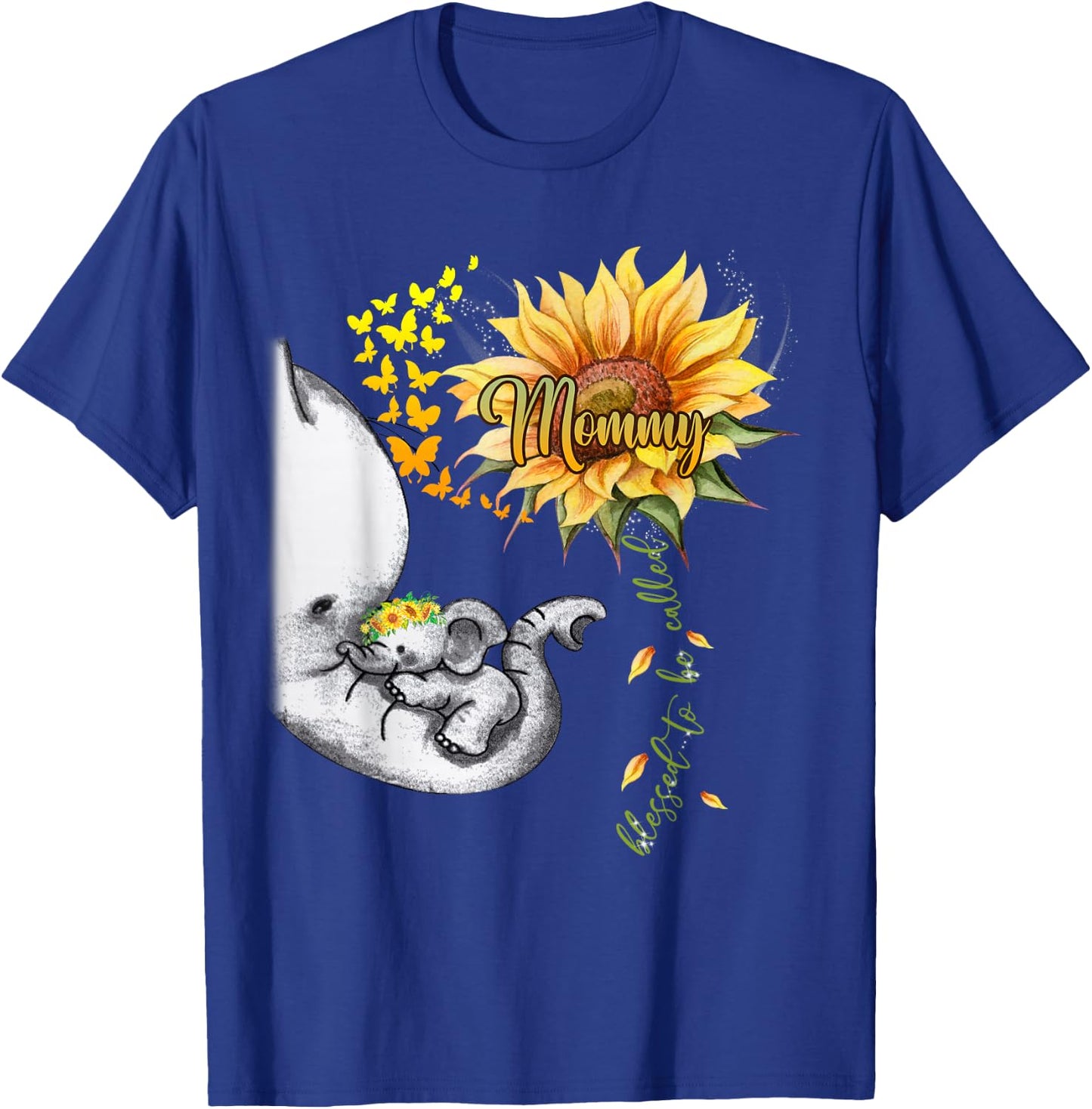 Blessed To Be Called Mommy Sunflower Elephant Mother's Day T-Shirt - T-Shirt | Royal