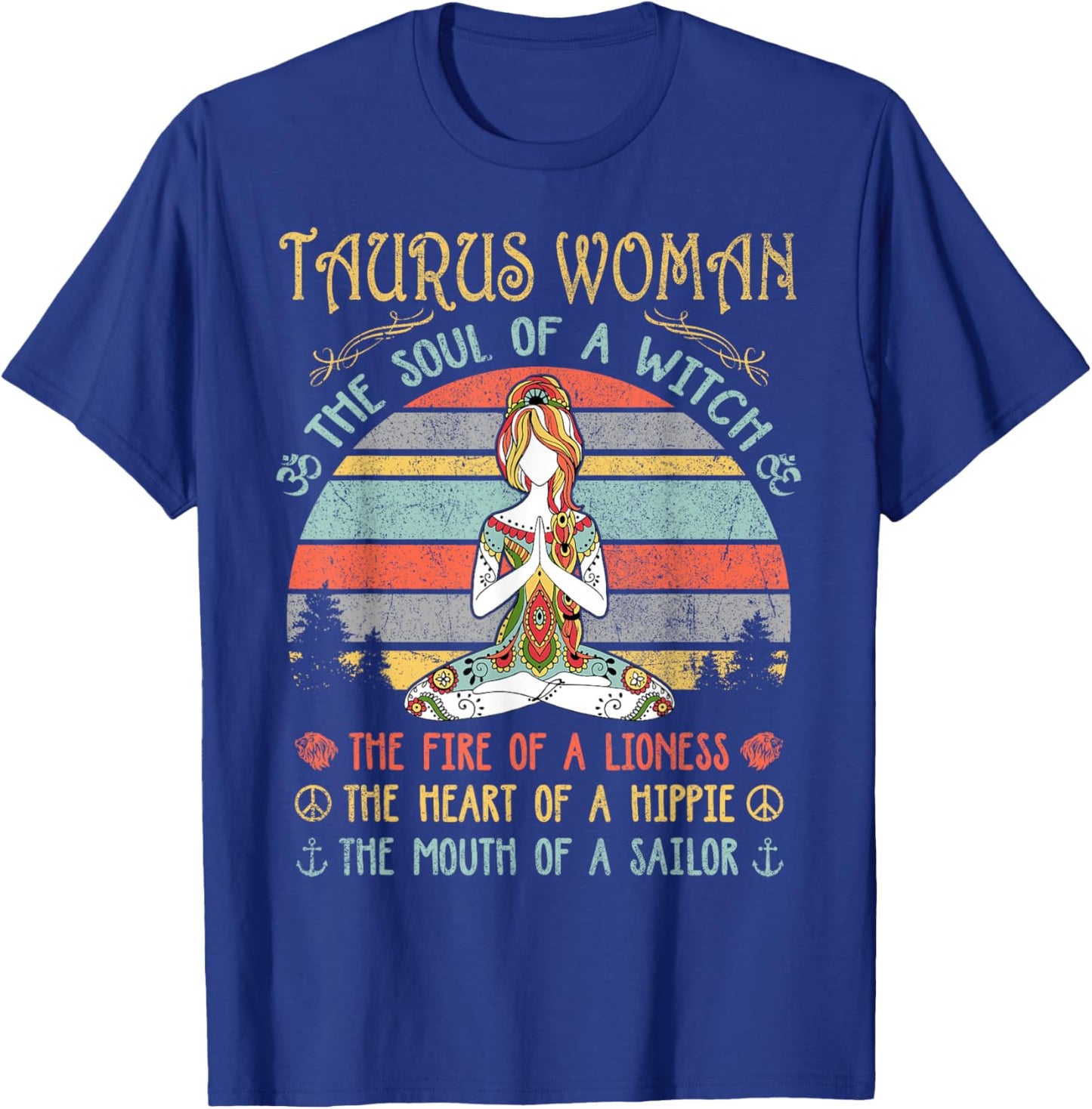Taurus Woman The Soul Of A Witch Vintage Birthday T-Shirt - T-Shirt | Royal