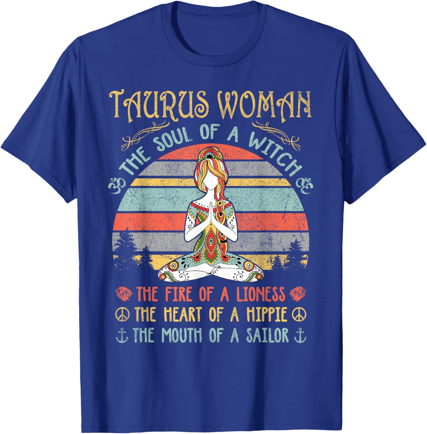 Taurus Woman The Soul Of A Witch Vintage Birthday T-Shirt - T-Shirt | Royal