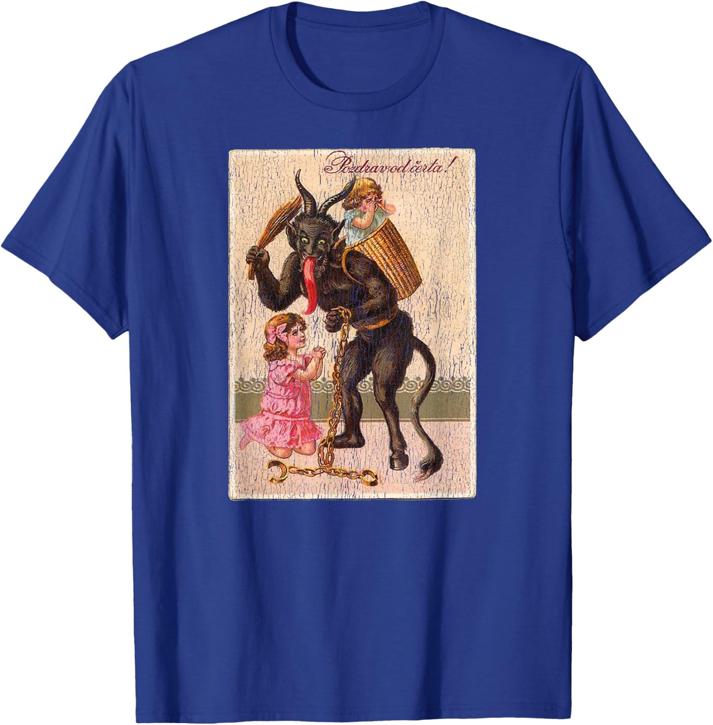 Horror Krampus Christmas Vintage Art Creepy Evil Santa Fun T-Shirt - T-Shirt | Royal