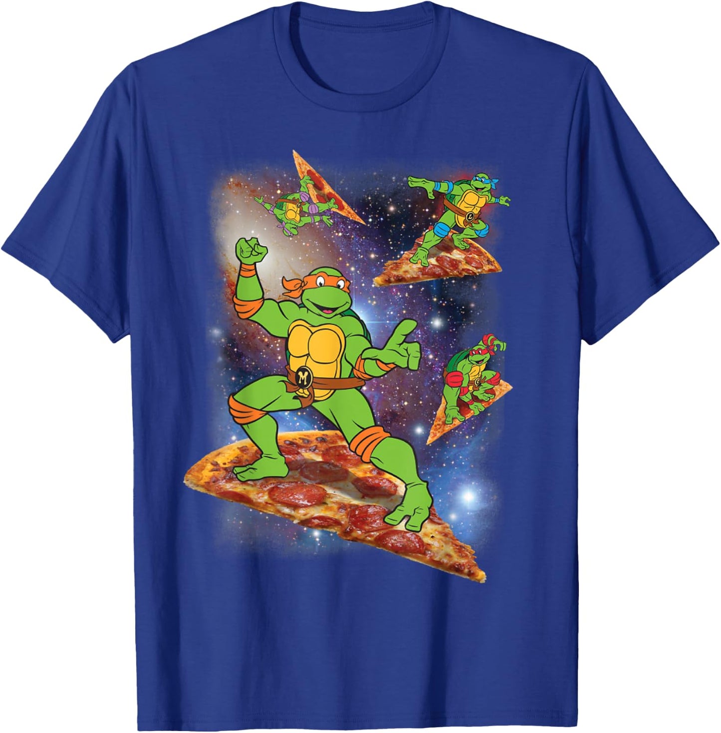 TMNT Michelangelo Riding A Pizza in Space T-Shirt - T-Shirt | Royal