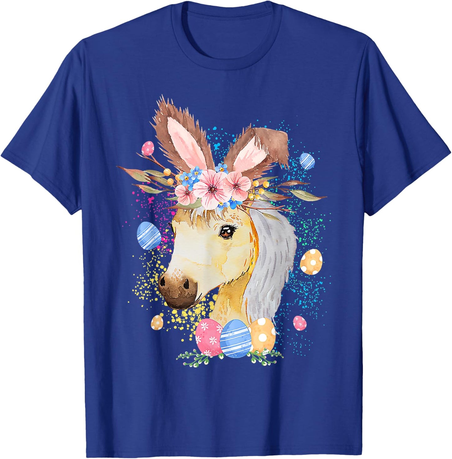 Happy Easter Bunny Horse funny Rabbit Women Kids T-Shirt - T-Shirt | Royal
