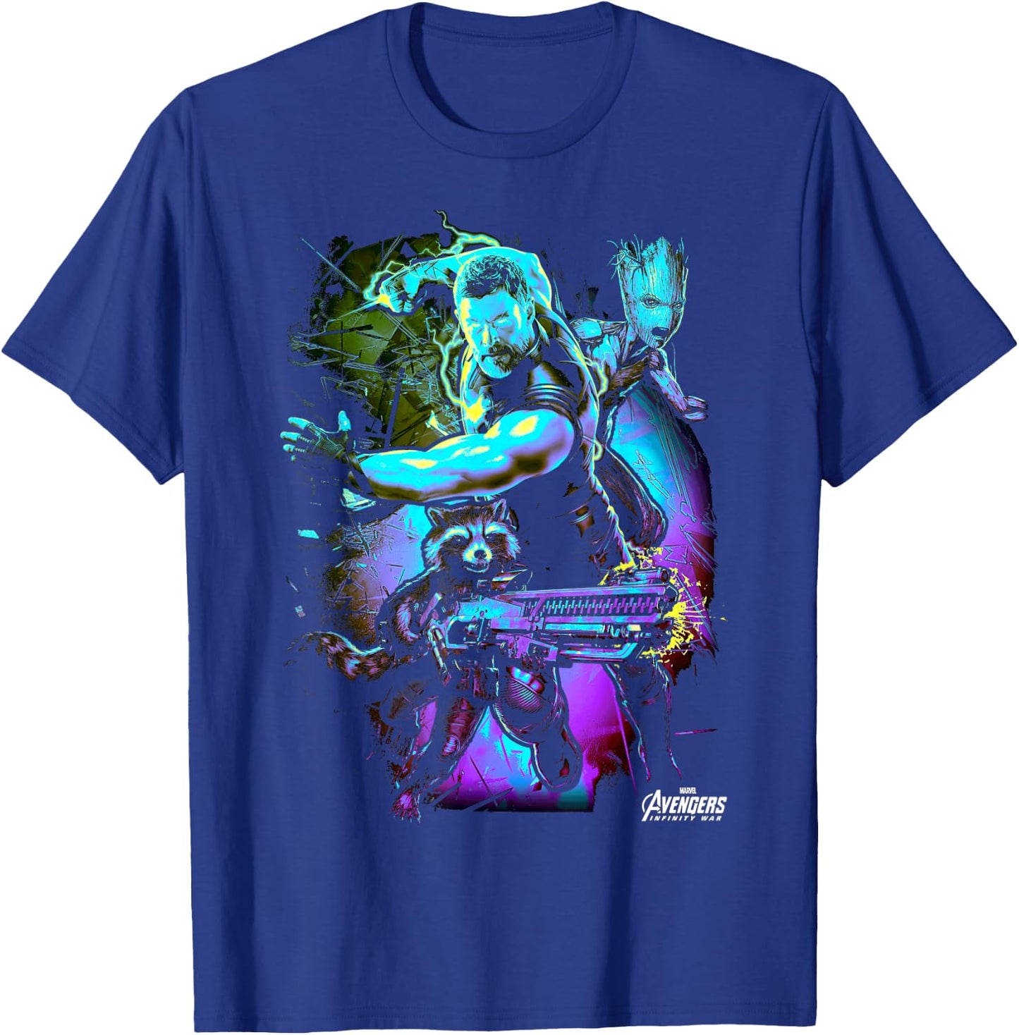 Marvel Infinity War Thor Rocket Groot The Power Trio T-Shirt - T-Shirt | Royal