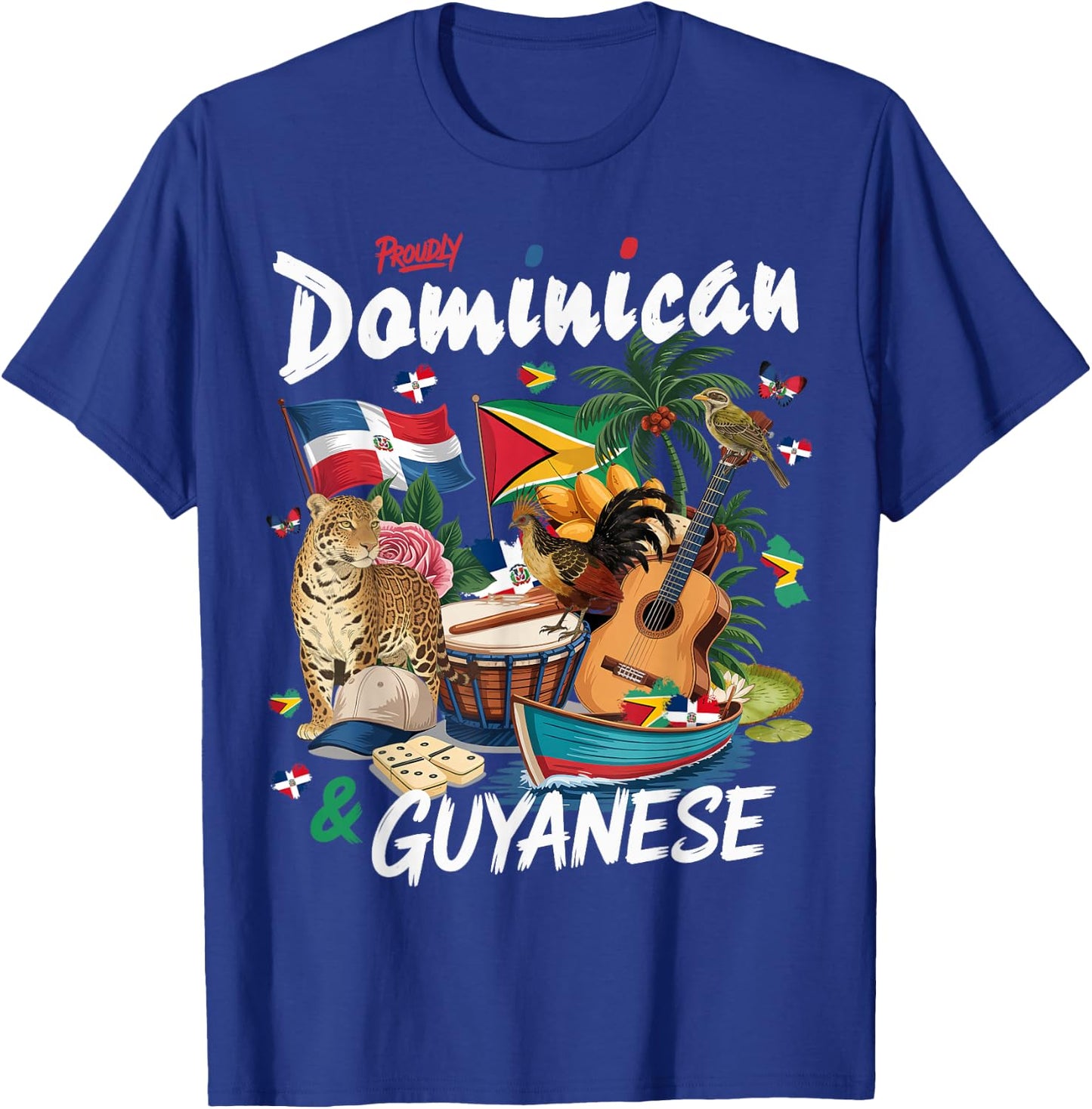 Guyana & Dominican Flag Culture Idea Guyanese T-Shirt - T-Shirt | Royal