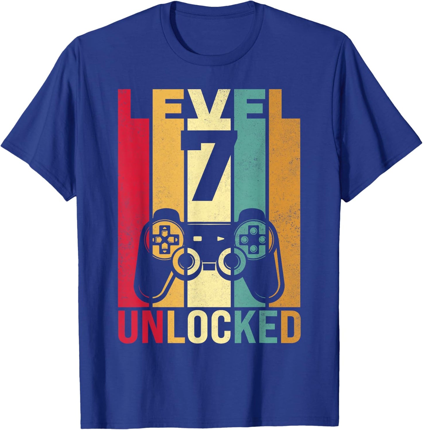 Seven 7yr 7 Birthday Boy Son Funny Gamer 7th Years Old T-Shirt - T-Shirt | Royal
