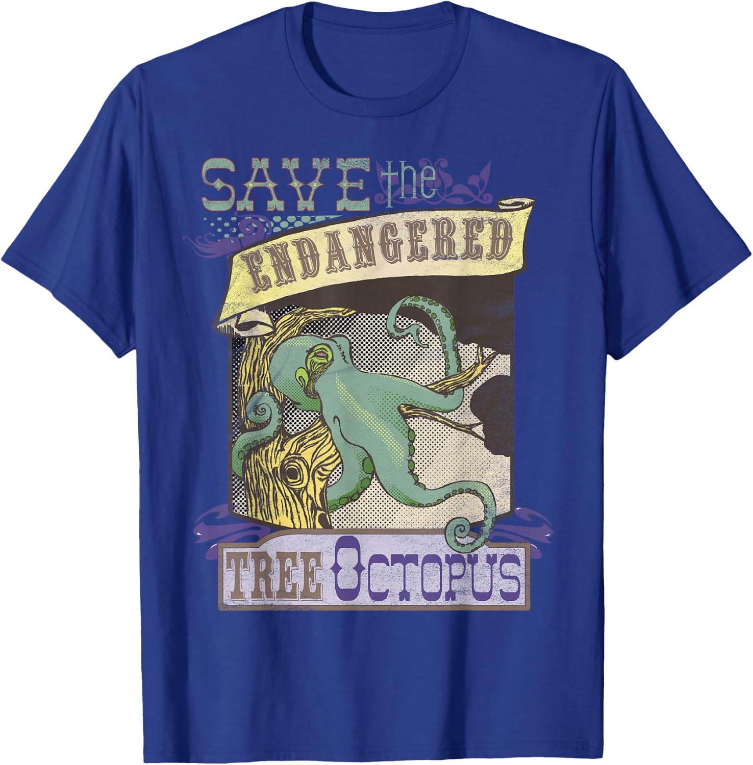 Tree Octopus Retro Women Men Youth T-Shirt - T-Shirt | Royal