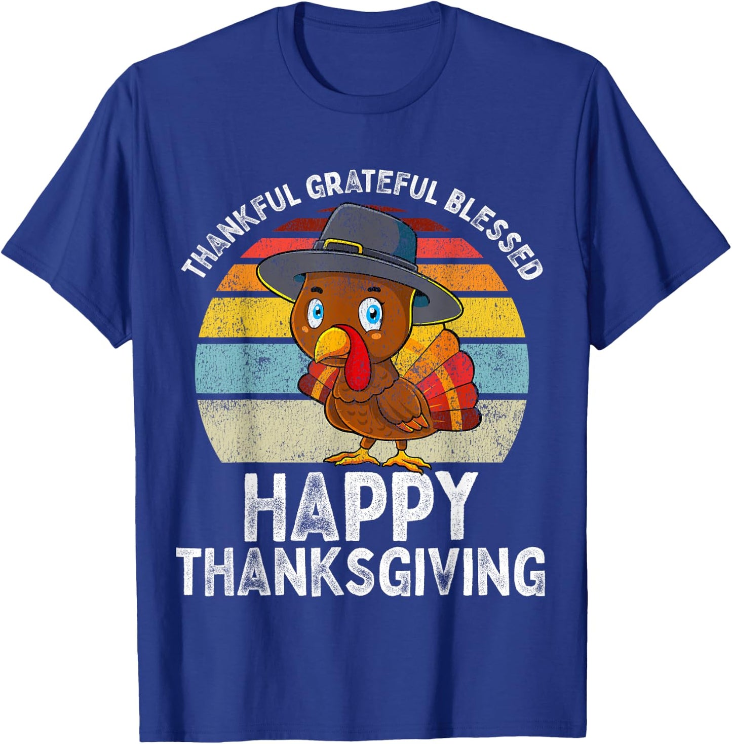 Thankful Grateful Blessed Happy Thanksgiving Turkey Women T-Shirt - T-Shirt | Royal