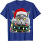 Cat Santa Christmas Tree Lights Xmas Girls Boys Meowy Catmas T-Shirt - T-Shirt | Royal