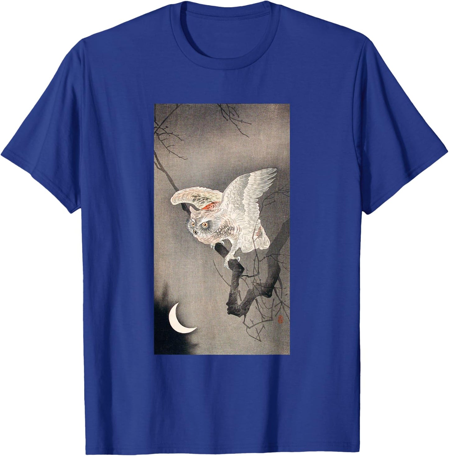 Vintage Scops Owl Birds by Ohara Koson Japanese Art T-Shirt - T-Shirt | Royal