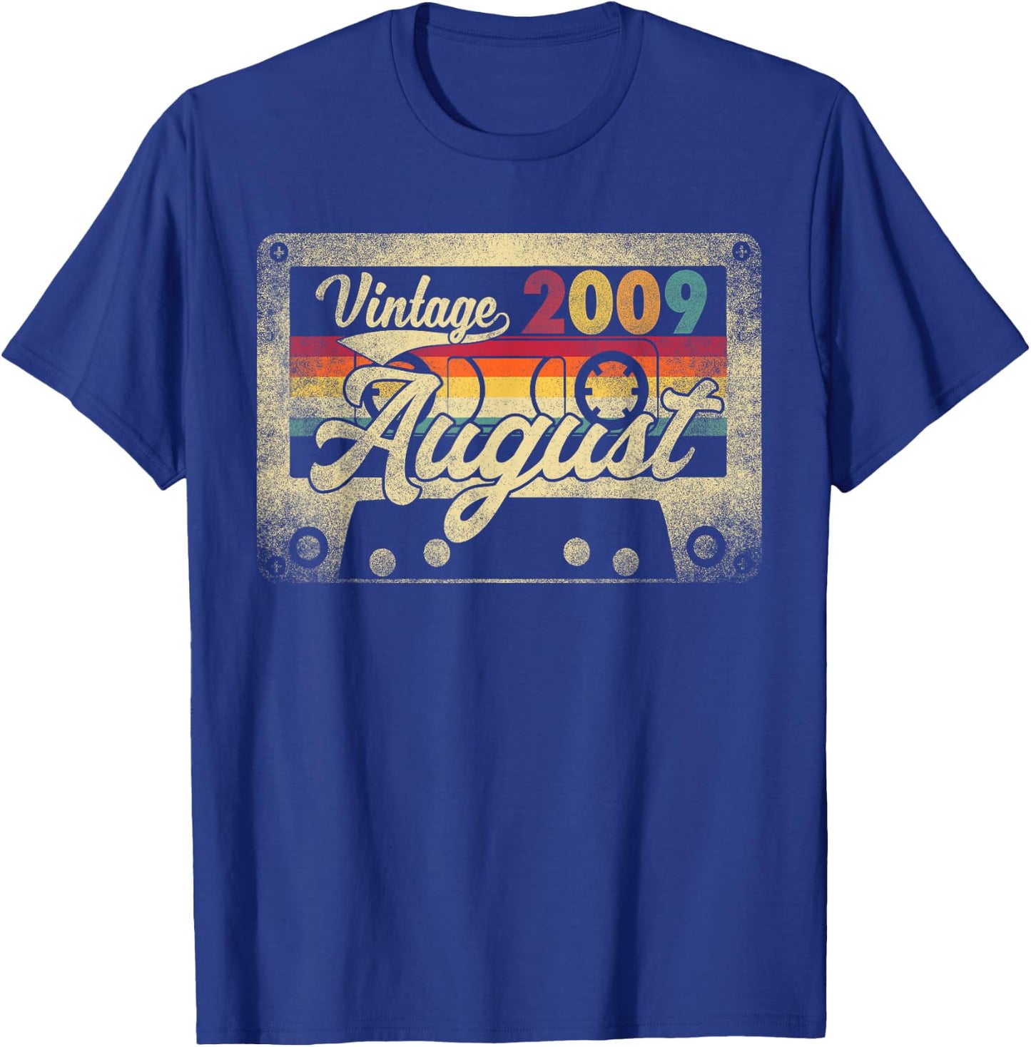 Vintage August 2009 16th Birthday Gift Retro 16 Years Old T-Shirt - T-Shirt | Royal