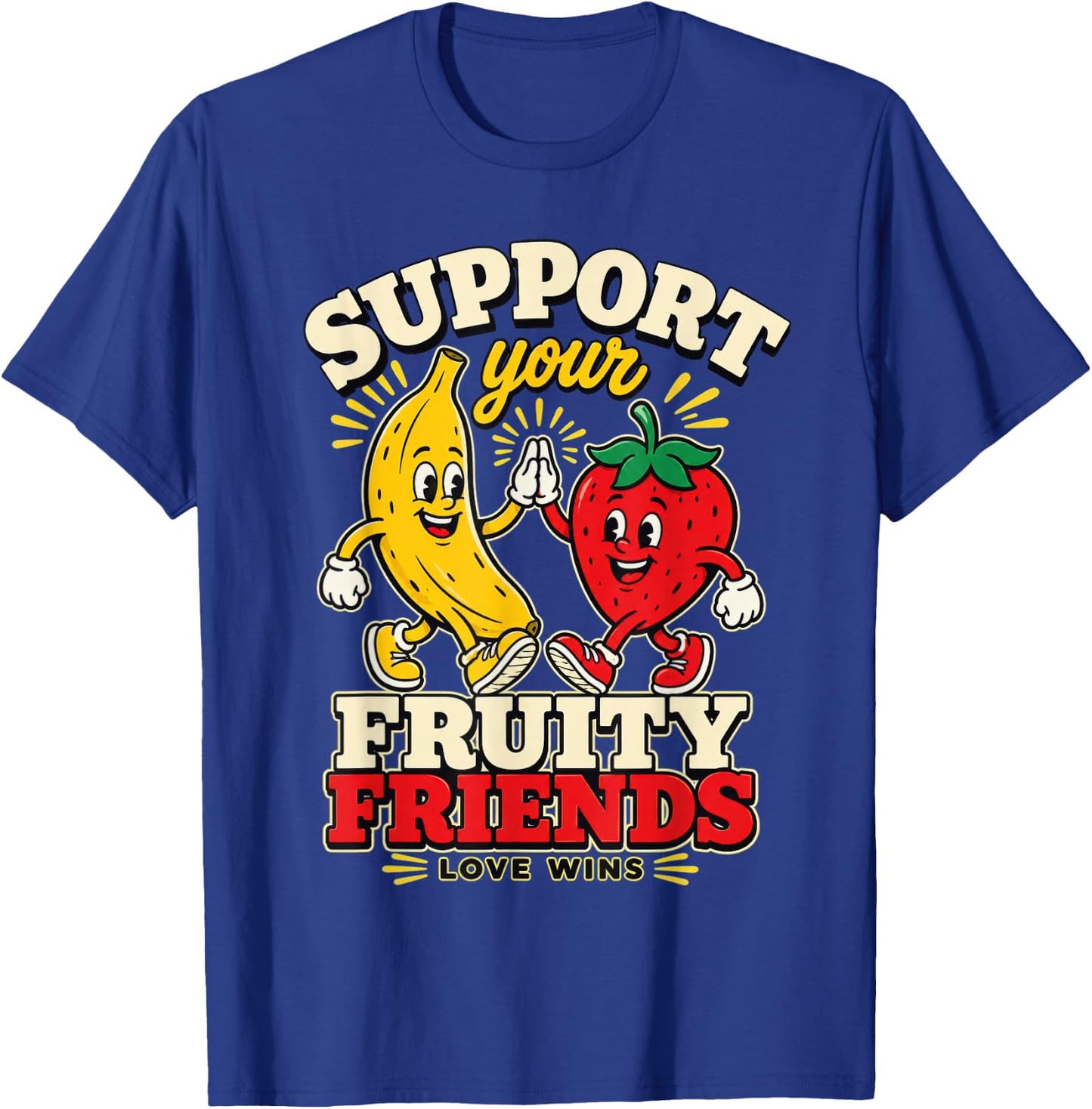 Support Your Fruity Friends Love Wins Retro Mascot Pride T-Shirt - T-Shirt | Royal