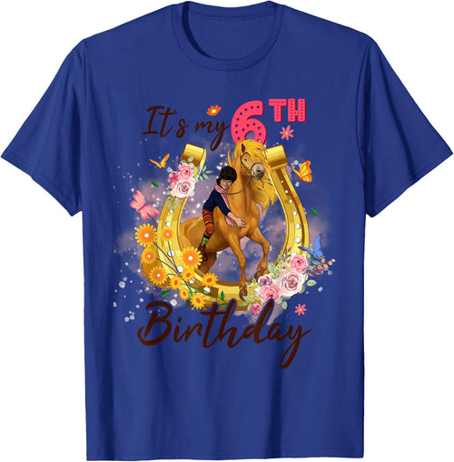 Kids Six Year Old 6th Birthday Girl Who Loves Horses Riding