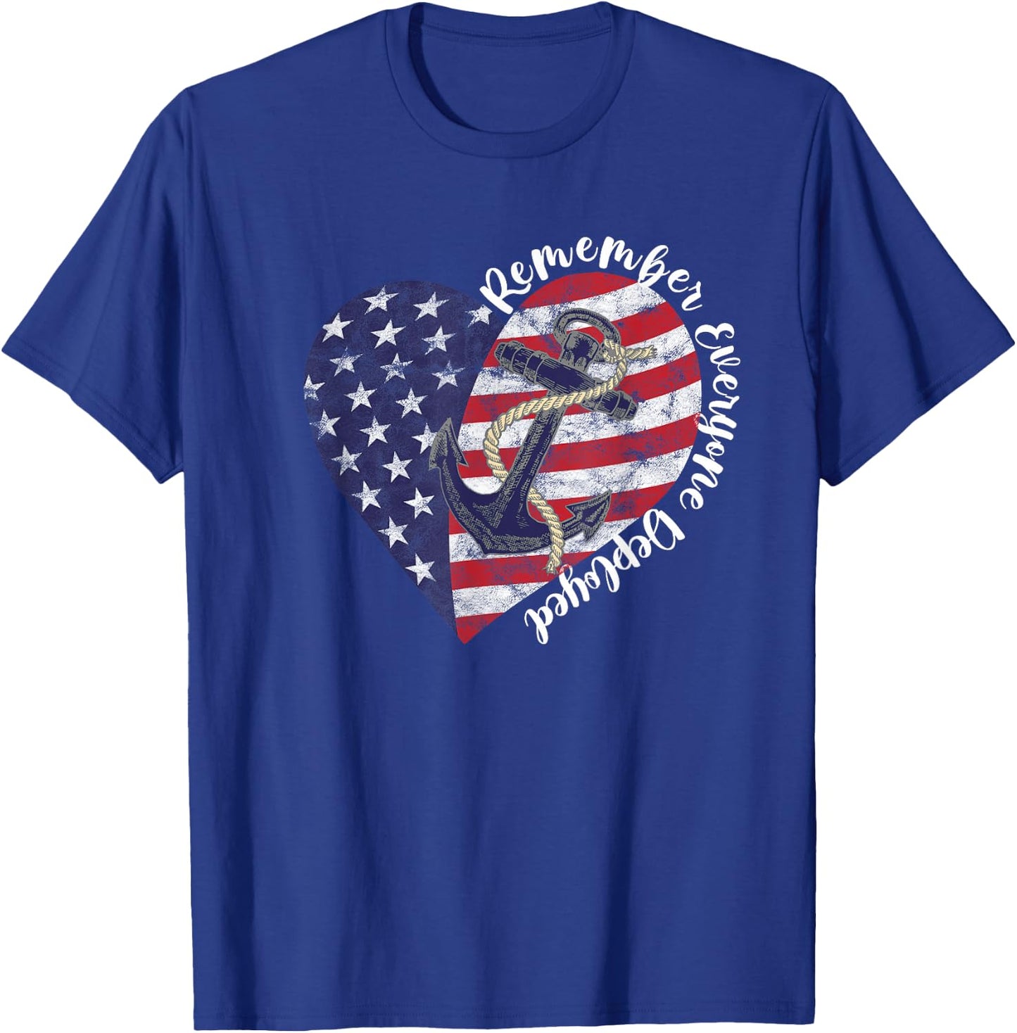 Remember Everyone Deployed RED Friday Military Anchor Heart T-Shirt - T-Shirt | Royal
