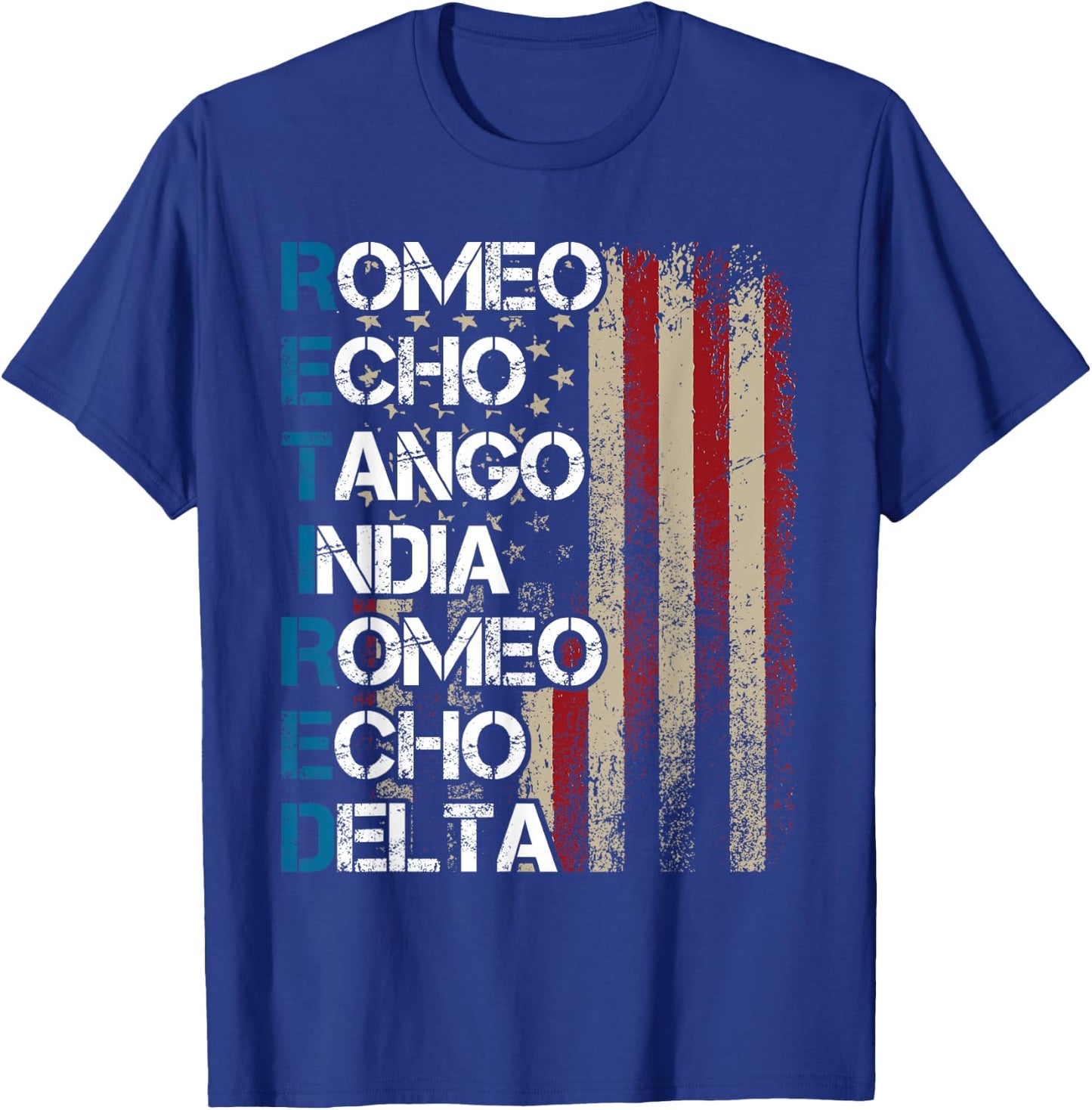 Phonetic Alphabet Retired Veteran Retirement Army Military T-Shirt - T-Shirt | Royal
