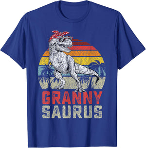 Grannysaurus T Rex Dinosaur Granny Saurus Family Matching T-Shirt - T-Shirt | Royal