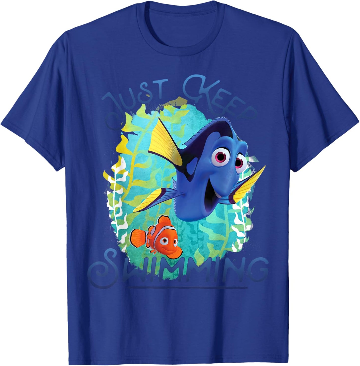 Disney Pixar Finding Dory Just Keep Swimming Ocean Logo T-Shirt - T-Shirt | Royal