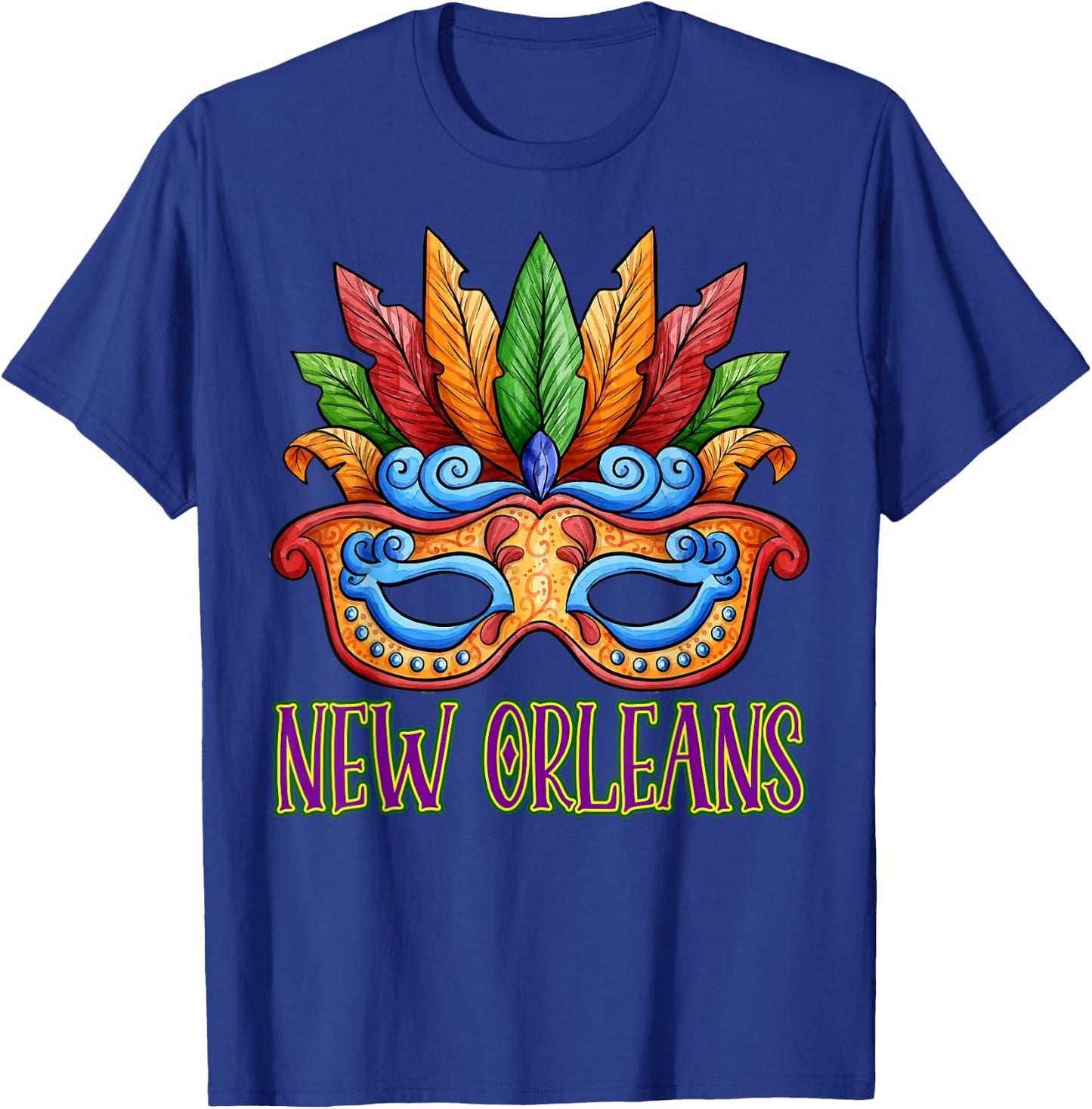 New Orleans Mardi Gras Souvenir Mask 2022 Men Women T-Shirt - T-Shirt | Royal