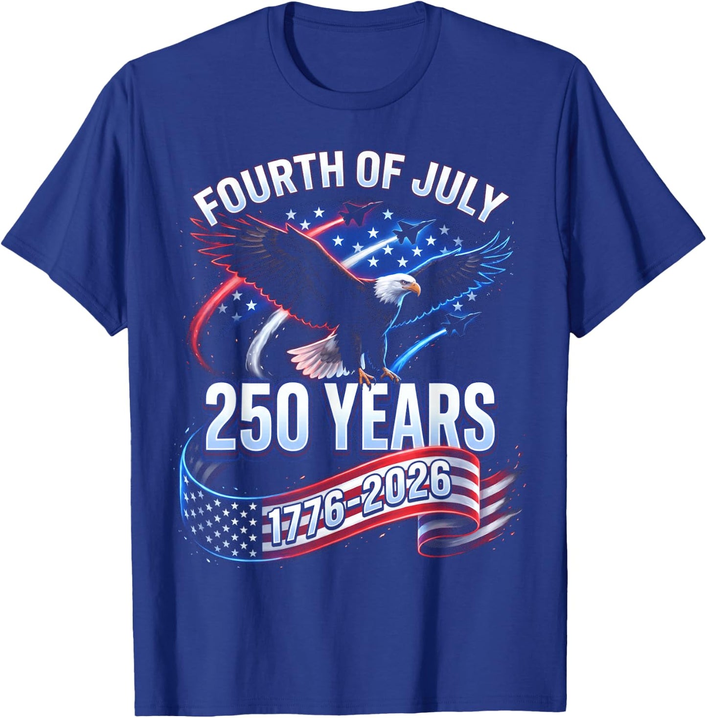 250th Anniversary USA 1776-2026 Patriotic American 4th July T-Shirt - T-Shirt | Royal