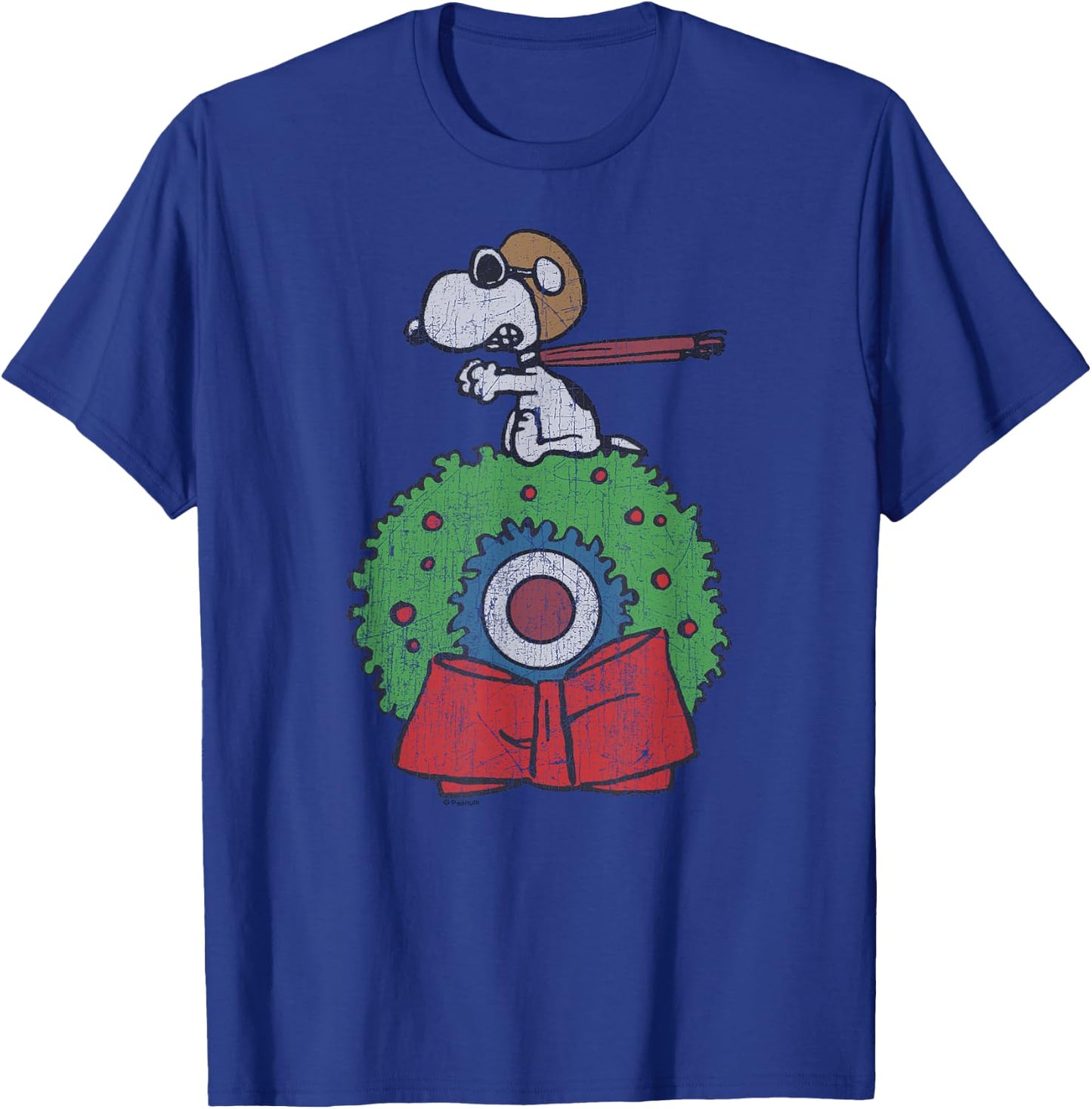Peanuts Holiday Snoopy Target Wreath T-Shirt - T-Shirt | Royal