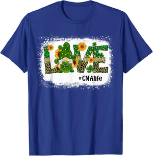 Love CNA Nurse Life Gnome Sunflower Funny St Patrick's Day T-Shirt - T-Shirt | Royal
