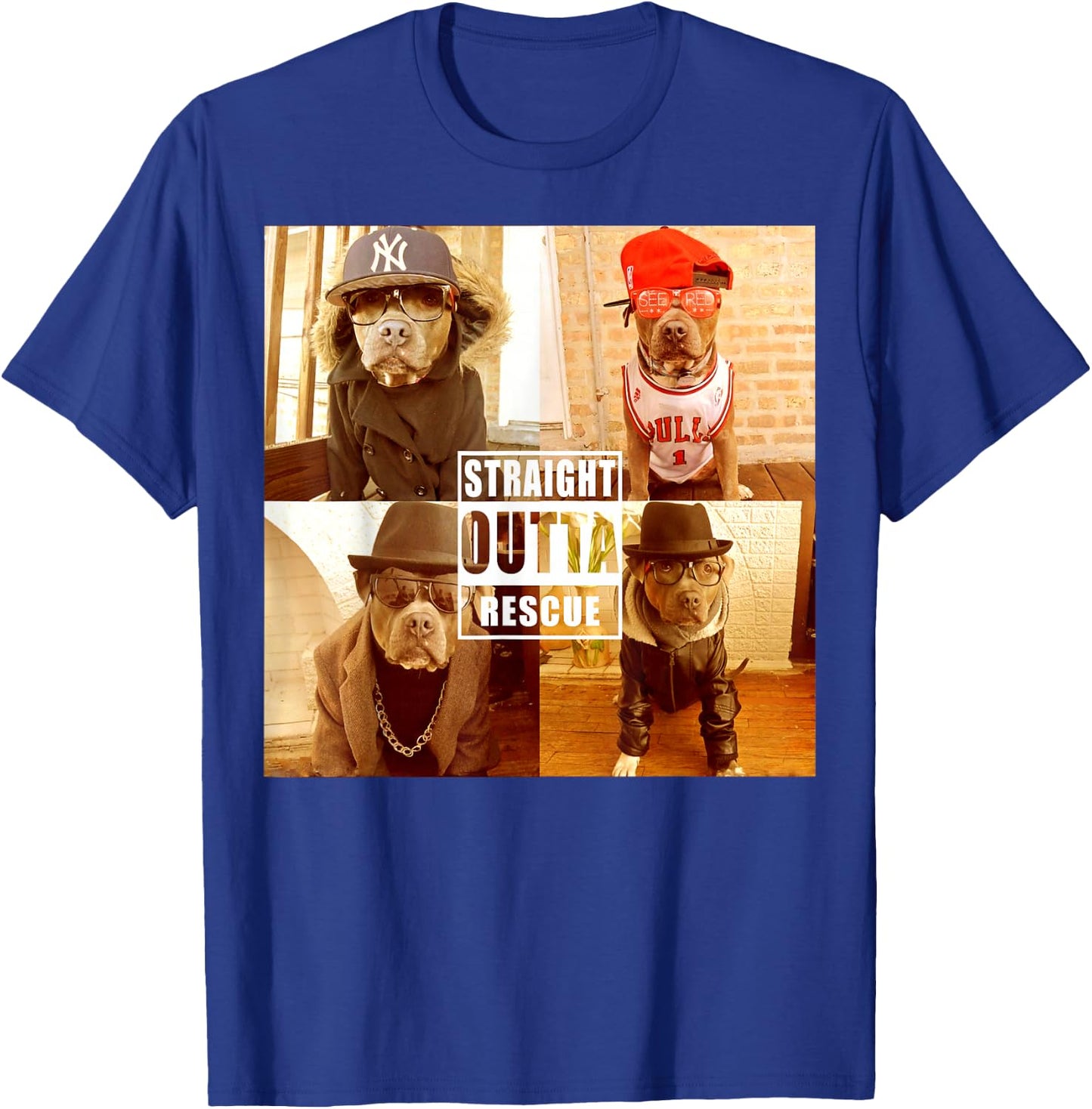 Pitbull Love Straight Outta Rescue Funny Pit Bull T-Shirt - T-Shirt | Royal