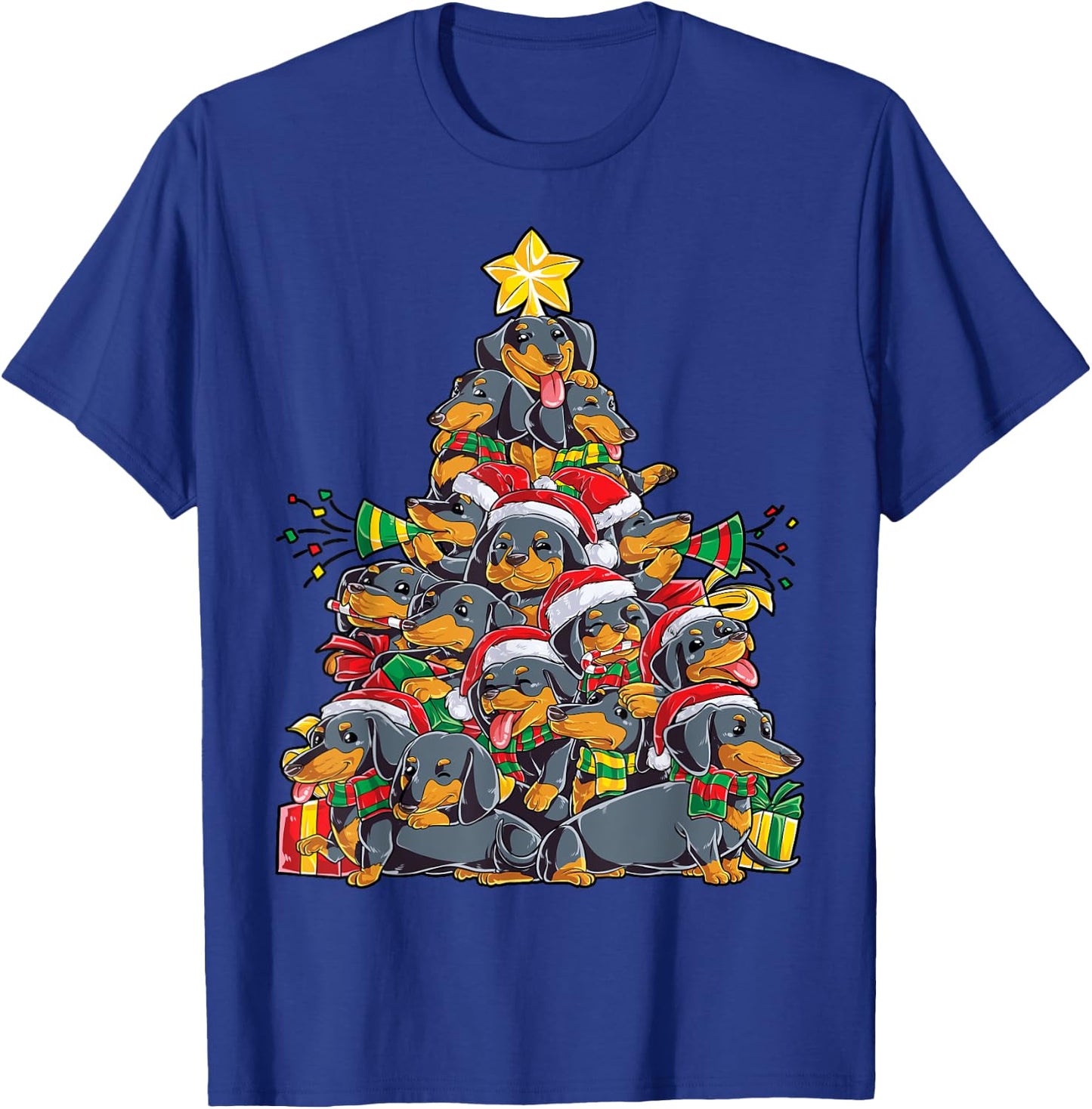 Dachshund Christmas Tree Dog Santa Xmas Boys Girls Dogmas T-Shirt - T-Shirt | Royal