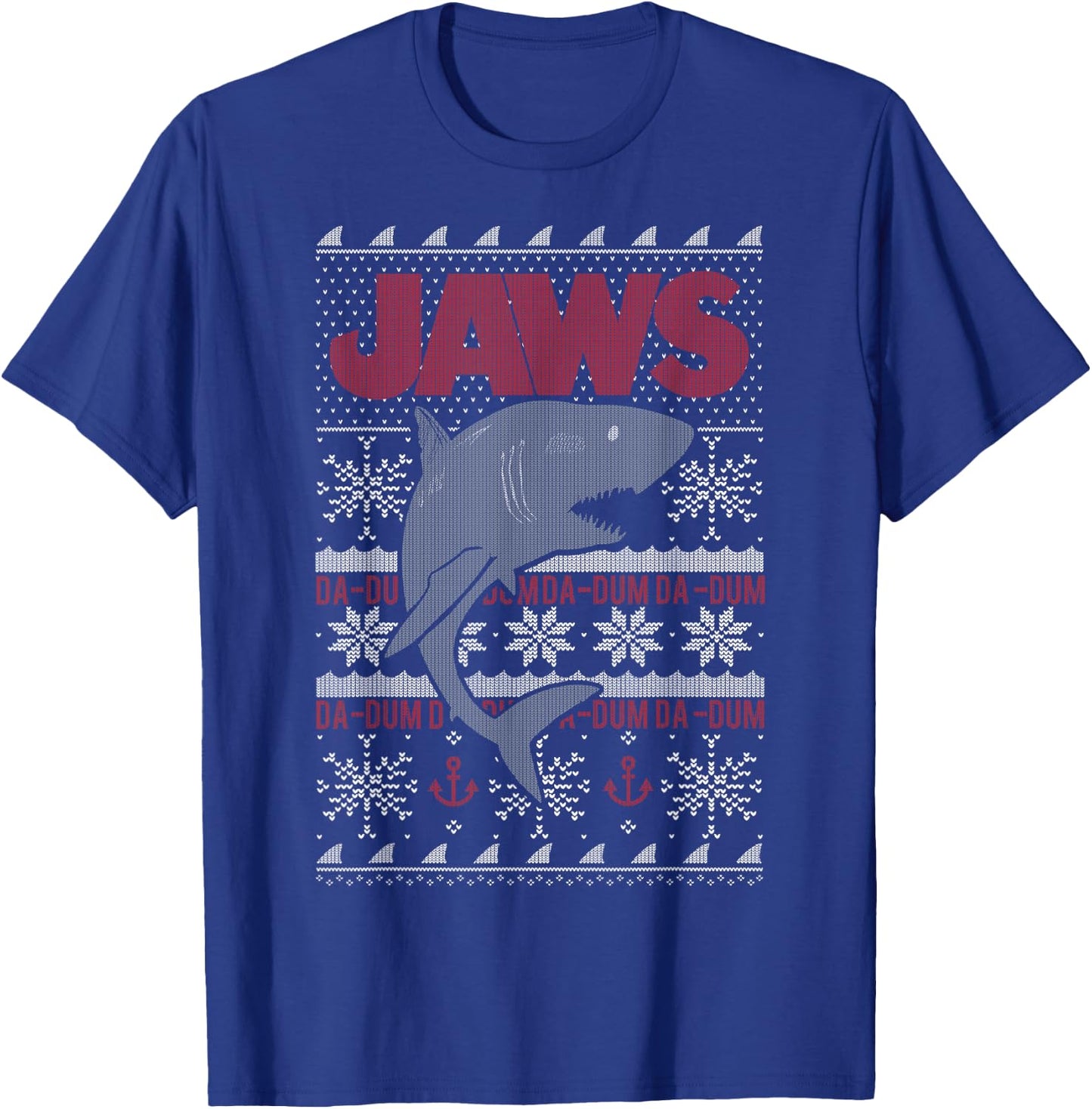Jaws Dun Dun Shark Ugly Christmas Sweater T-Shirt - T-Shirt | Royal