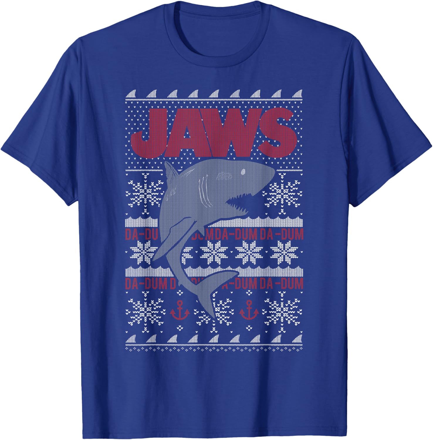 Jaws Dun Dun Shark Ugly Christmas Sweater T-Shirt - T-Shirt | Royal