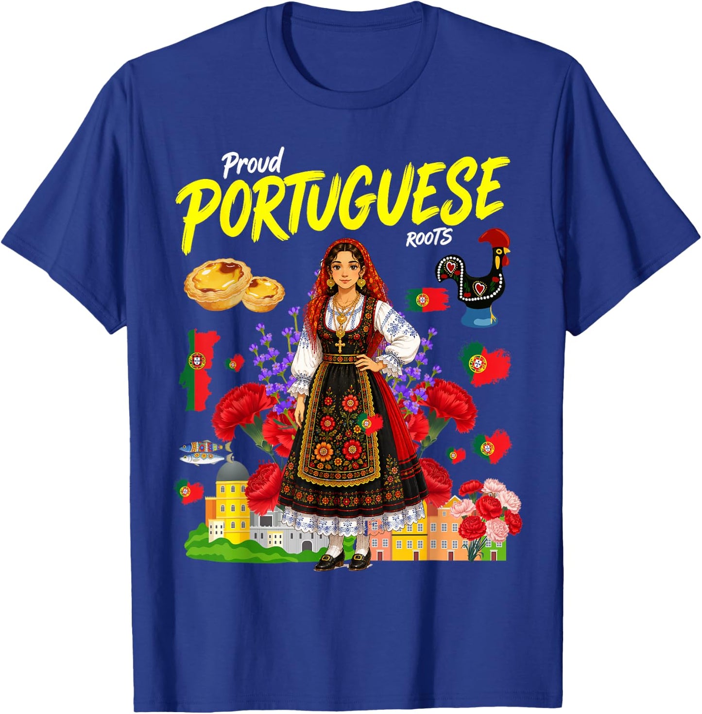 Portuguese Roots Idea for Girls Portuguesa Portugal Flag T-Shirt - T-Shirt | Royal