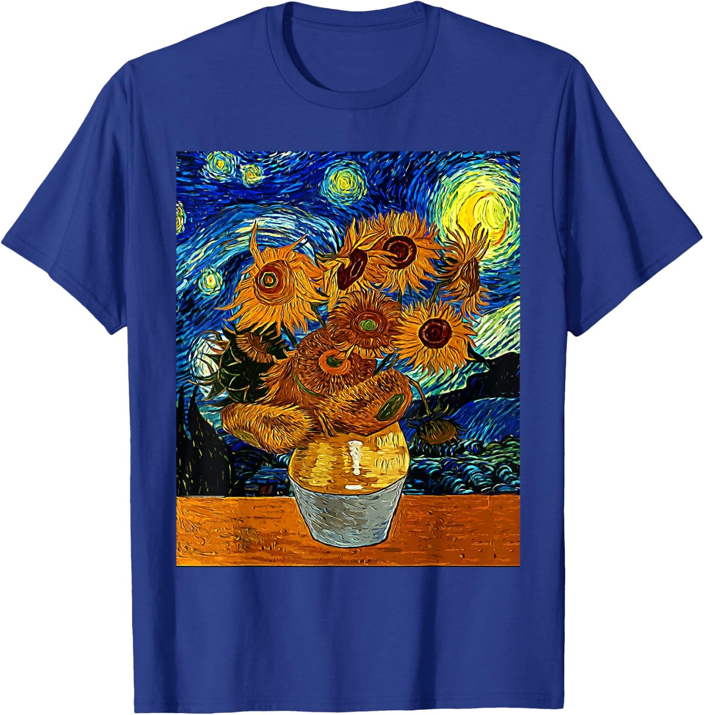 Vincent van Gogh Starry Night Sunflower Art Famous Painting T-Shirt - T-Shirt | Royal