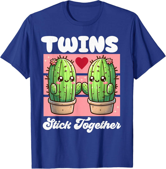 Matching Twin Cactus Twin Girls Tweens Twinning Succulent T-Shirt - T-Shirt | Royal