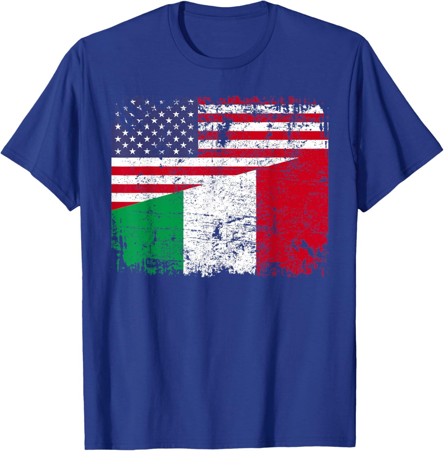 Italian Roots | Half American Flag | USA Italy Flag T-Shirt - T-Shirt | Royal