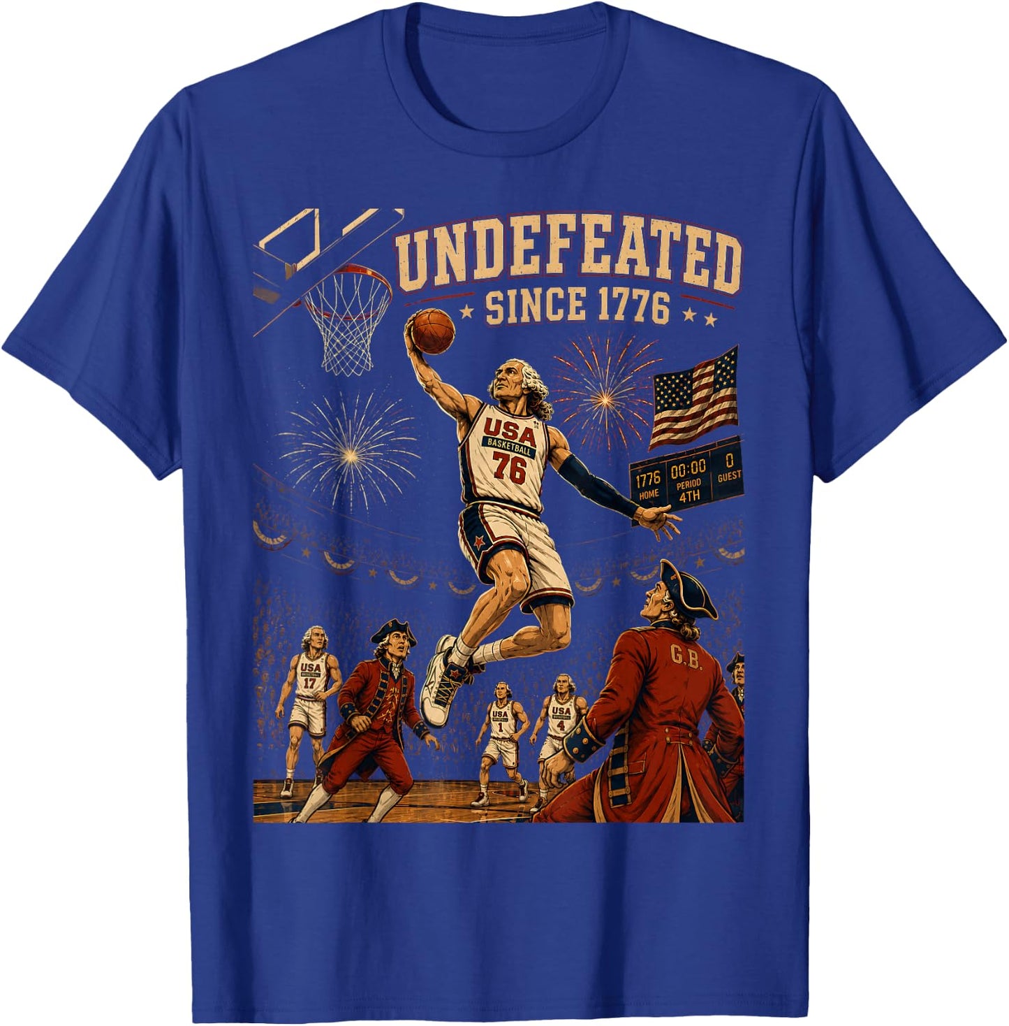 Undefeated Since 1776 America 4th of July Men Women Apparel T-Shirt - T-Shirt | Royal