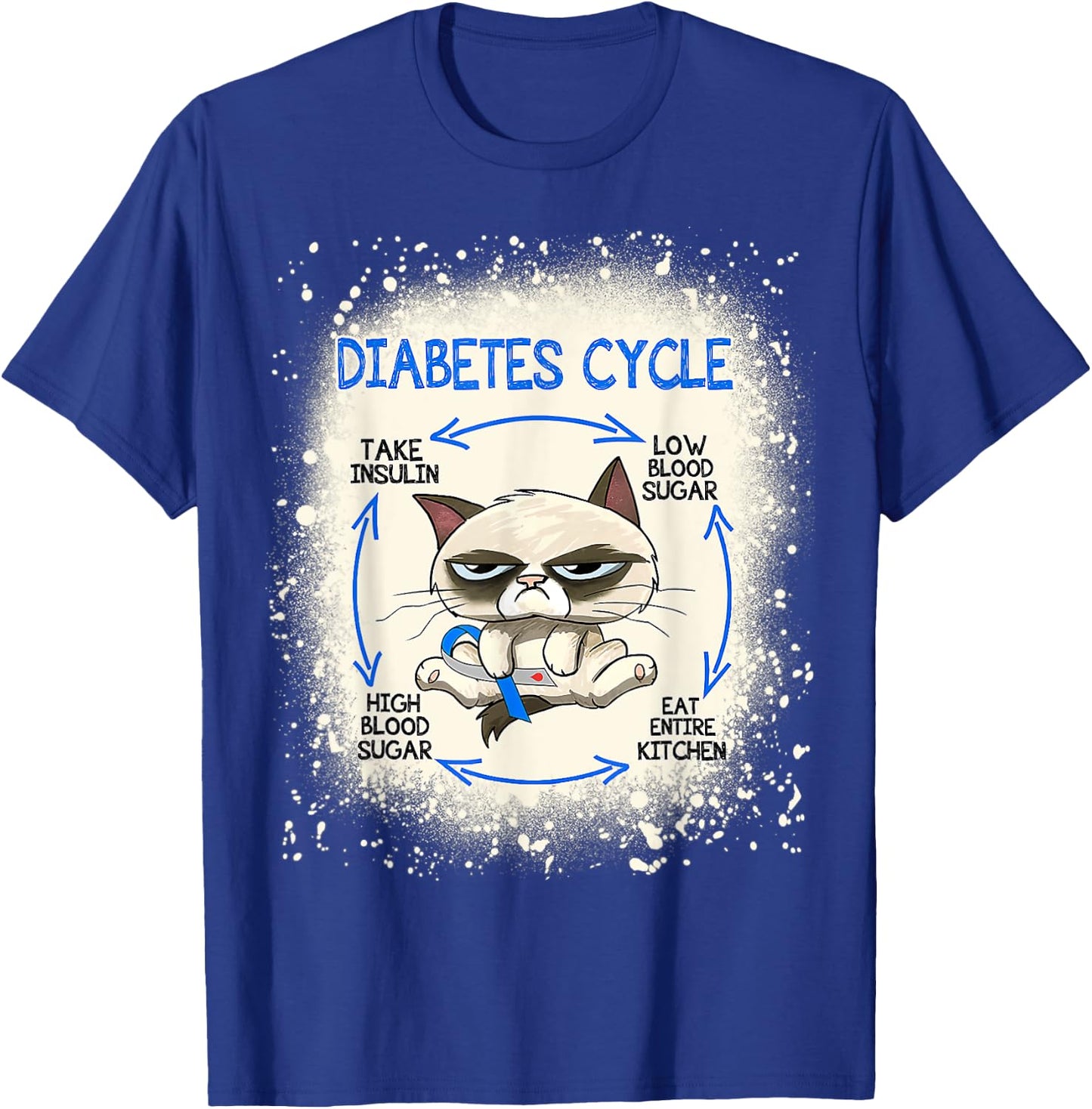 Diabetes Cycle Diabetes Awareness Funny Cat T-Shirt - T-Shirt | Royal