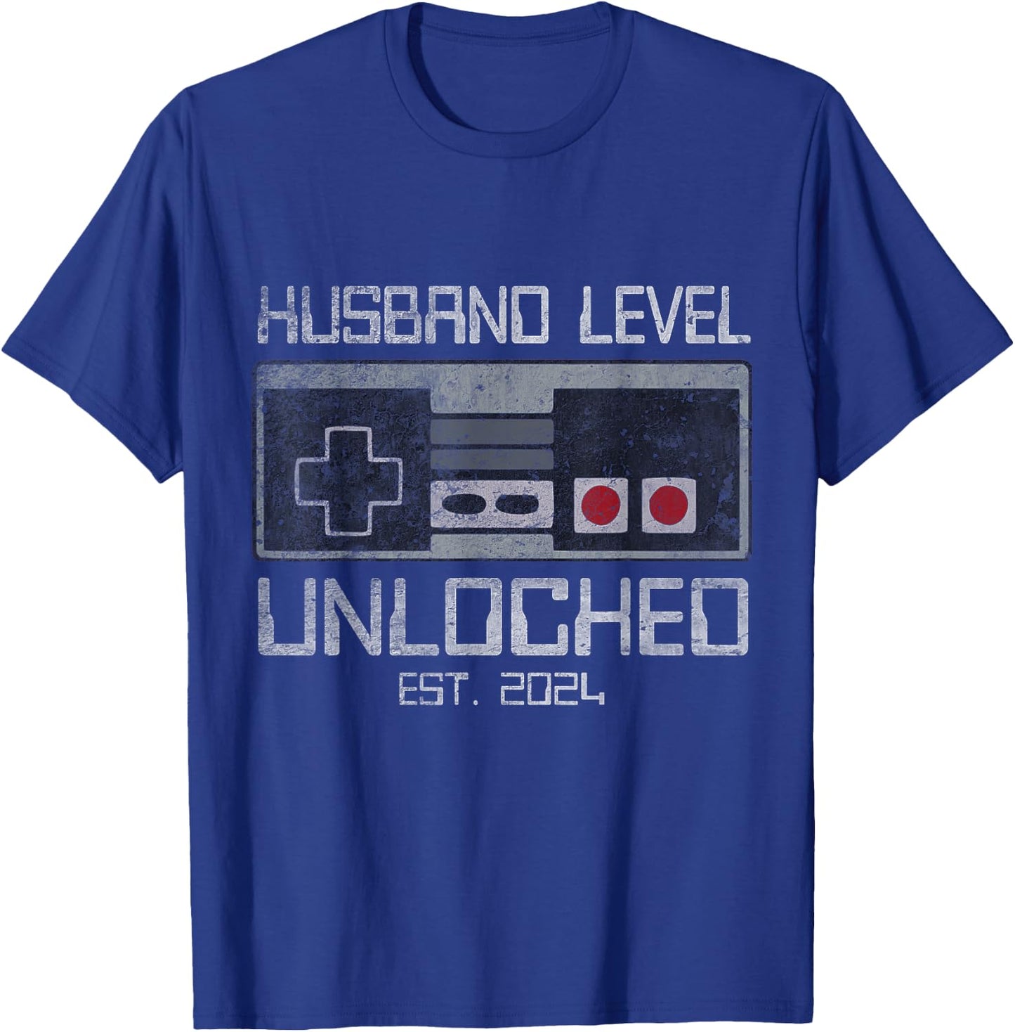 Leveled Up To Husband 2024 Newlywed Groom Newly Married T-Shirt - T-Shirt | Royal