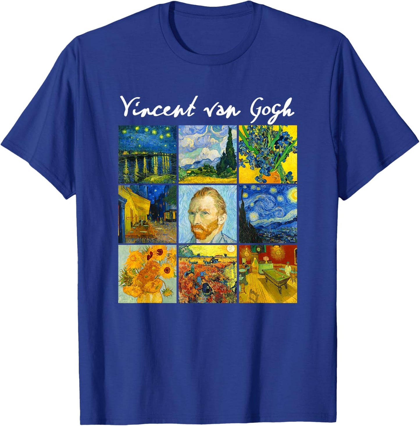 Famous Van Gogh Paintings Art Starry Night Flowers Portrait T-Shirt - T-Shirt | Royal