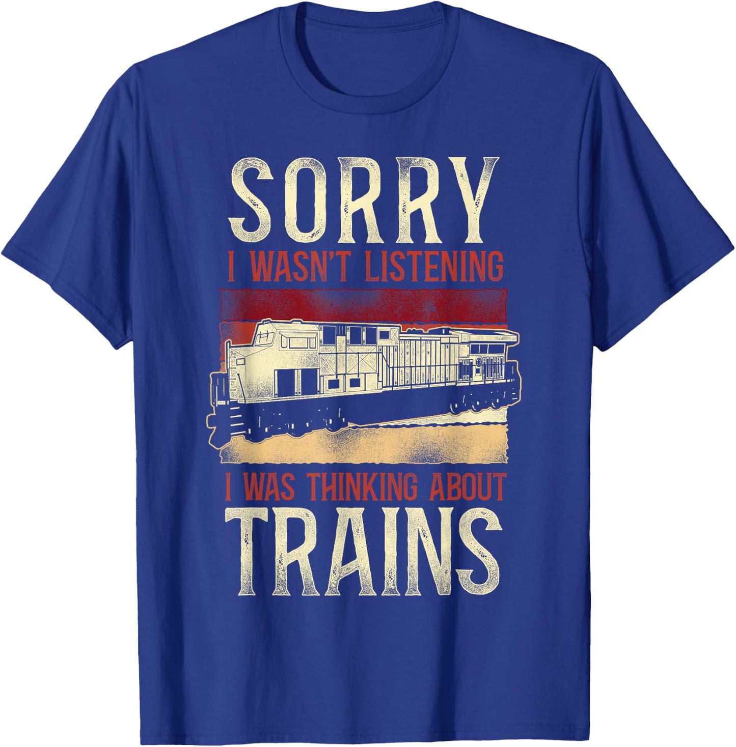 Freight Diesel Train Driver Trainspotting Locomotive Vintage T-Shirt - T-Shirt | Royal