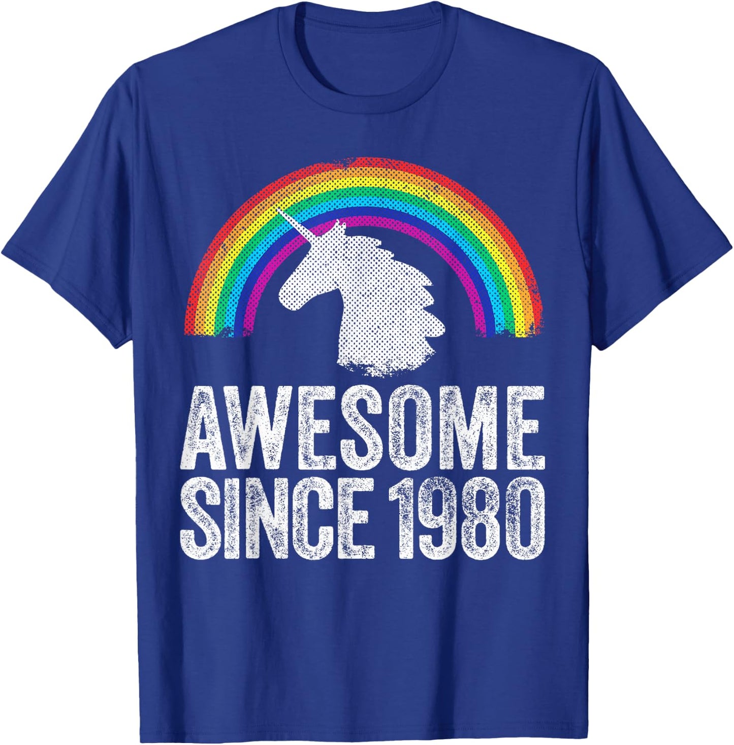 1980 43rd Birthday Gift Unicorn Rainbow 43 Years Old Women T-Shirt - T-Shirt | Royal