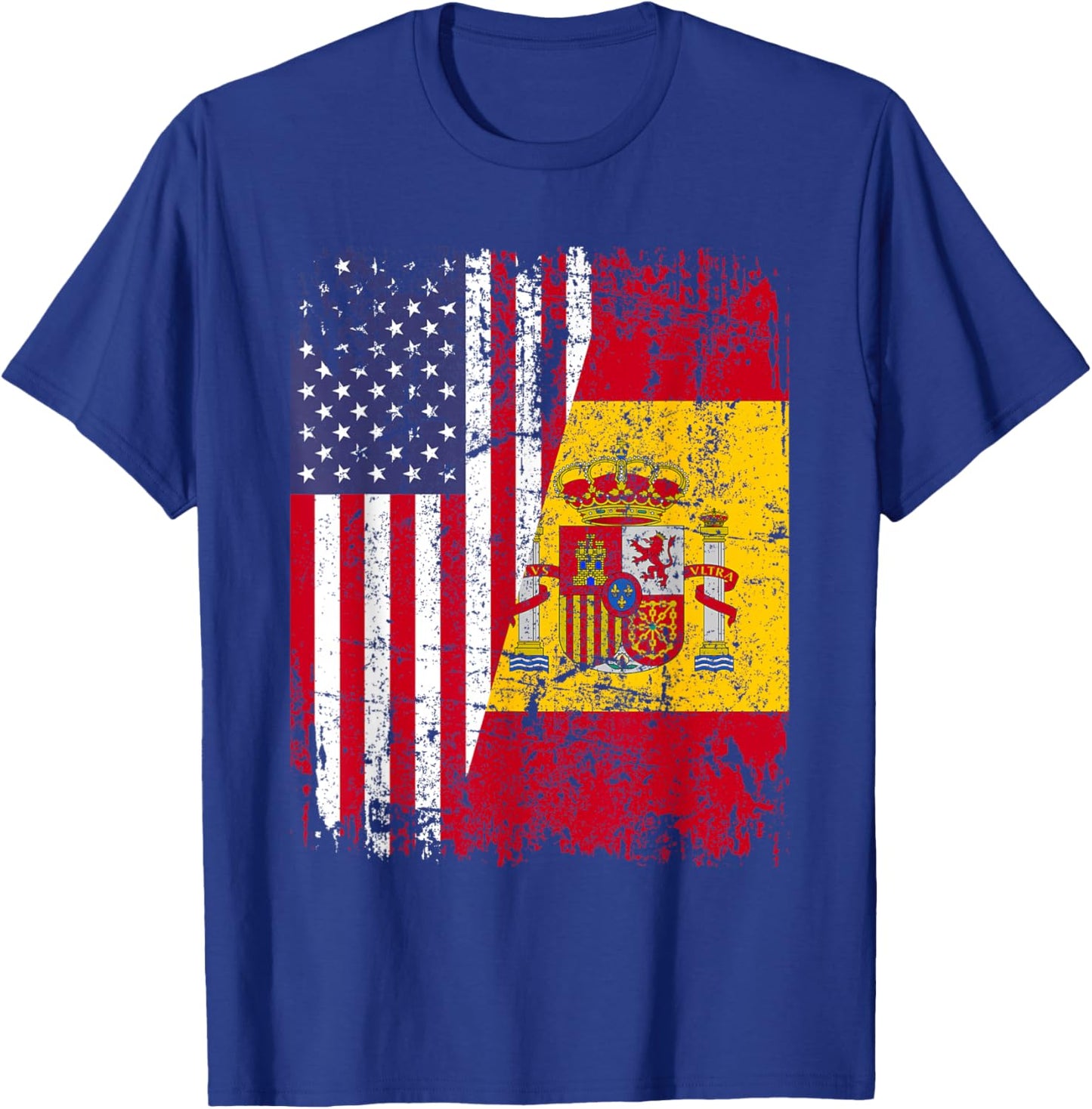 Spanish Roots | Half American Flag | USA Spain Flag T-Shirt - T-Shirt | Royal